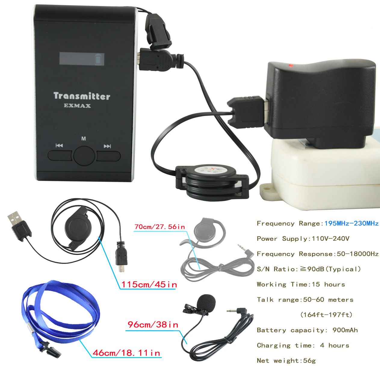 Exmax Atg 100T 195Mhz One Unit Transmitter Only For Atg 100T Wireless Tour Guide System Receivers Church Translation Simultaneou