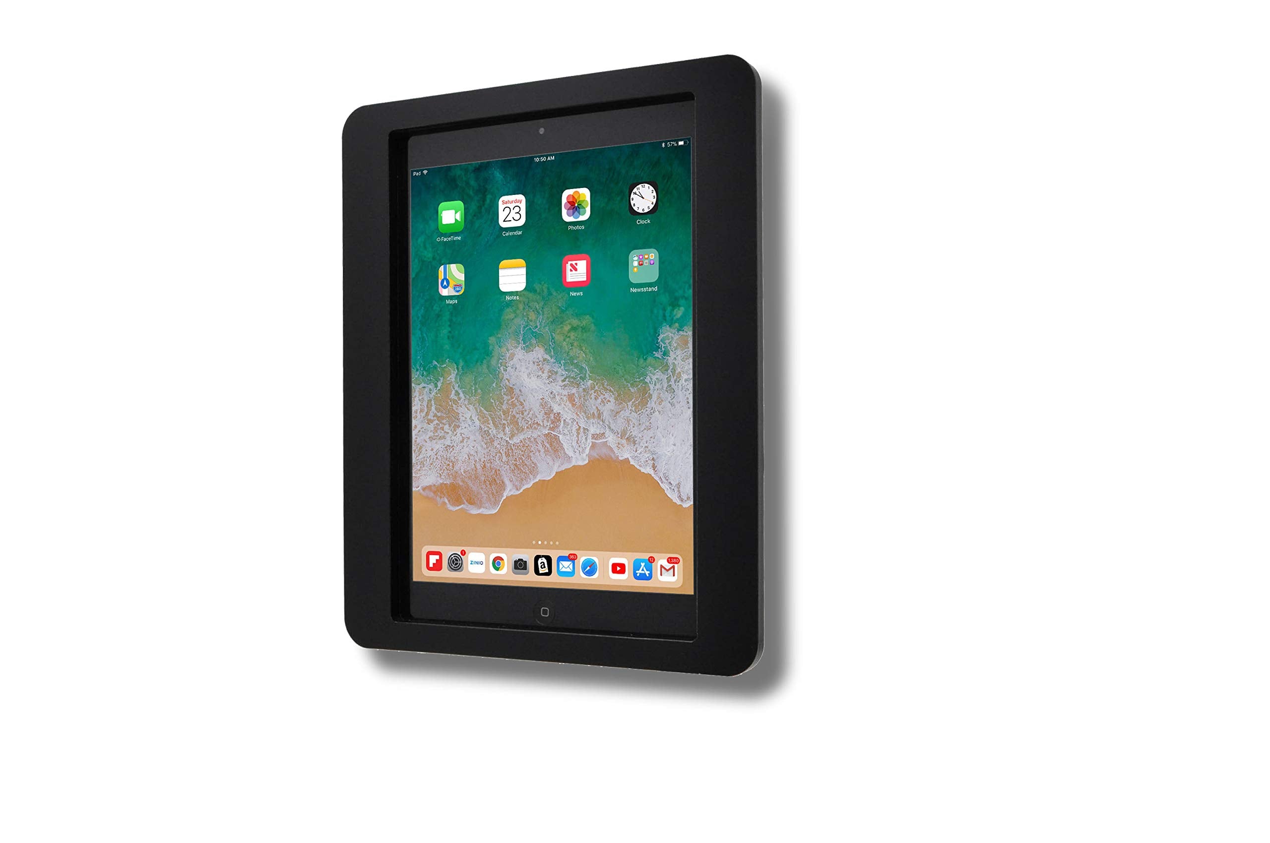 Tabcare Anti Theft Acrylic Vesa Enclosure For Apple Ipad 7/8/9 10.2' With Free Wall Mount Kit & 90 Degree Angle Charge Cable (Ipad 7/8/9 10.2', Black)