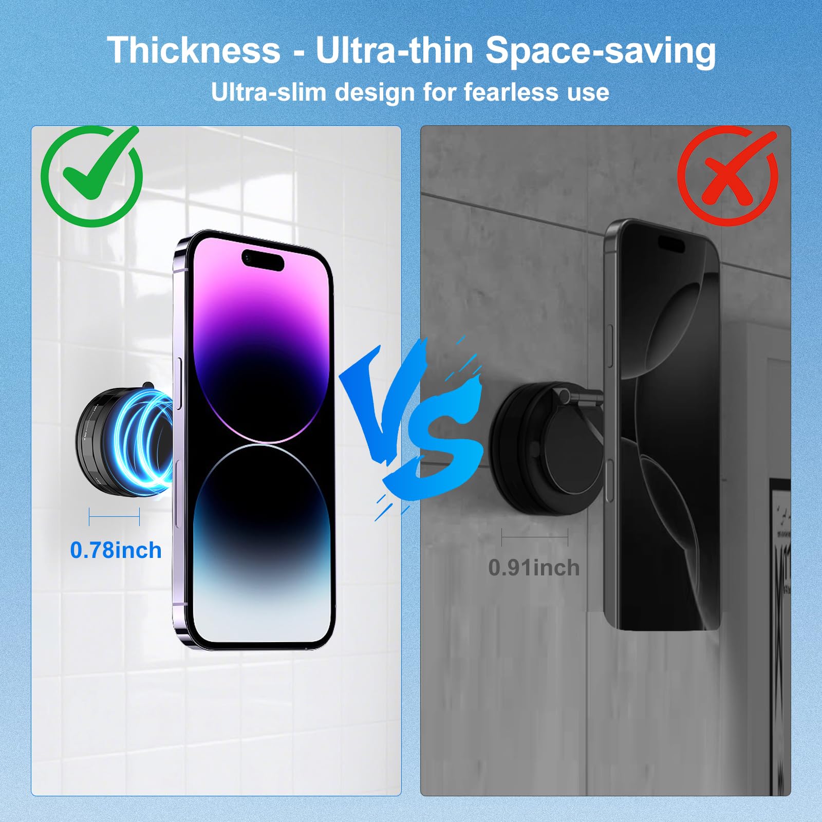 Cloudvalley Magnetic Shower Mirror Phone Holder, Portable Vacuum Suction Cup Phone Mount For Iphone 16 15 14 13 12, Hands-Free P