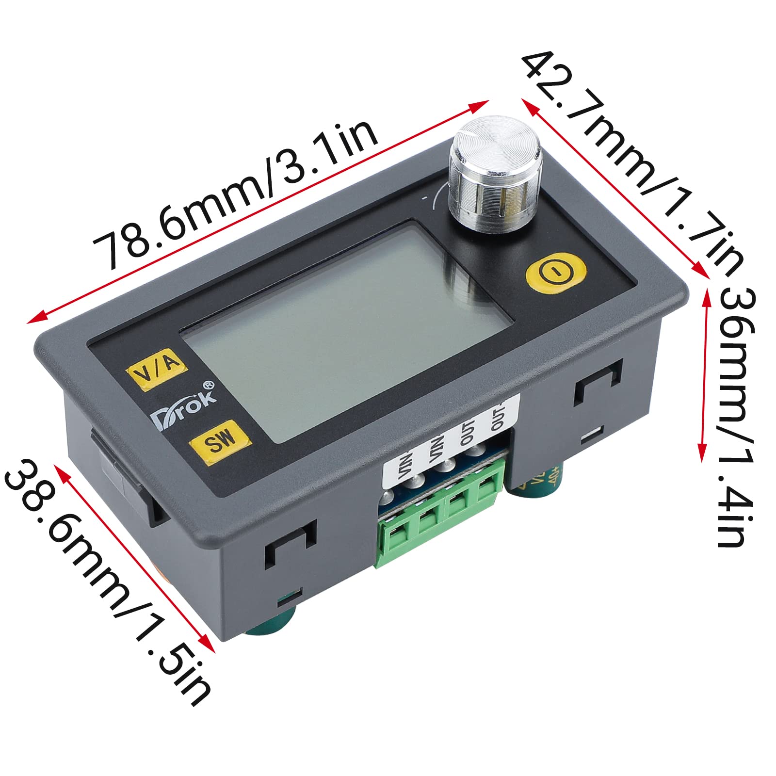 Drok Buck Boost Converter, Dc 5.0 30V To 0.6 30V 4A 35W Adjustable Voltage Regulator Lcd Display 6V 9V 12V 24V Power Supply Modu