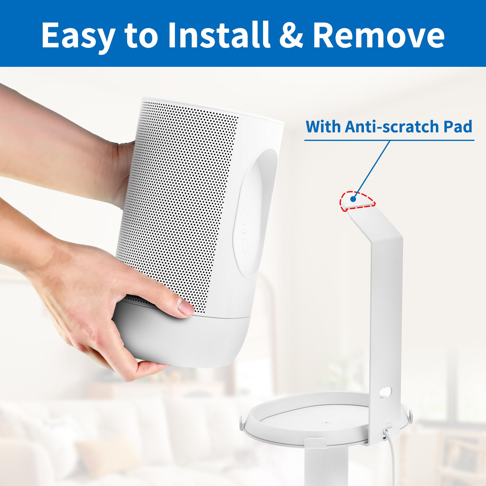 Heavy Duty Floor Speaker Stand For Sonos Move, Move 2 Stand Holder With Management Cable Clips Compatible With Sonos Move, Move