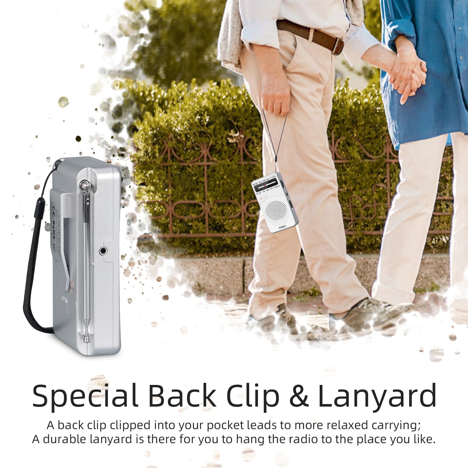 Prunus J-166 Portable Radio Am Fm, Battery Operated Radio With Tuning Light, Back Clip, Excellent Reception, Am Fm Radios Portab