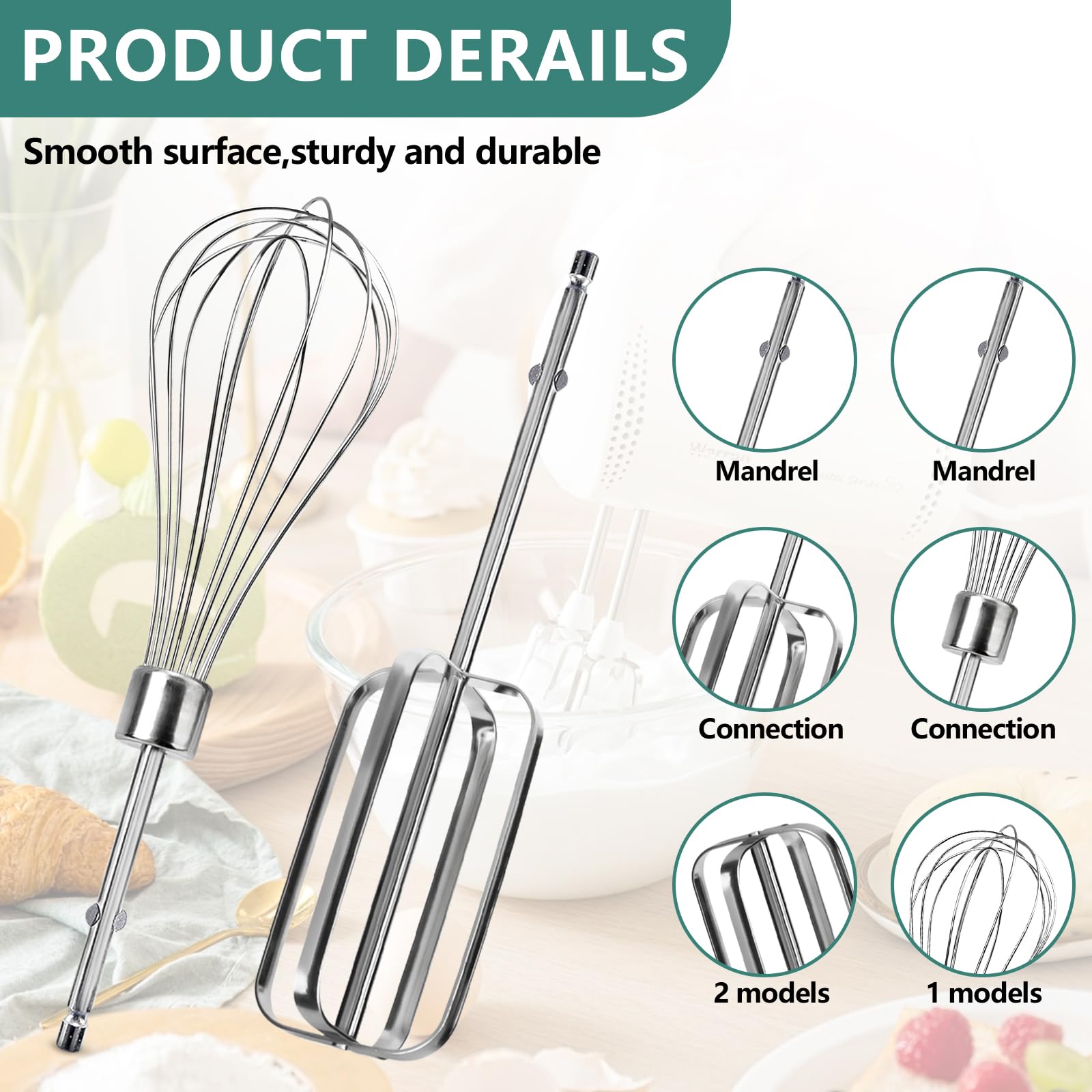 Hasanbar Hand Mixer Beaters Compatible With Hamilton Beach Hand Mixer 62682Rz 62692 62695V 64699, Mixer Replacement Beaters Fit