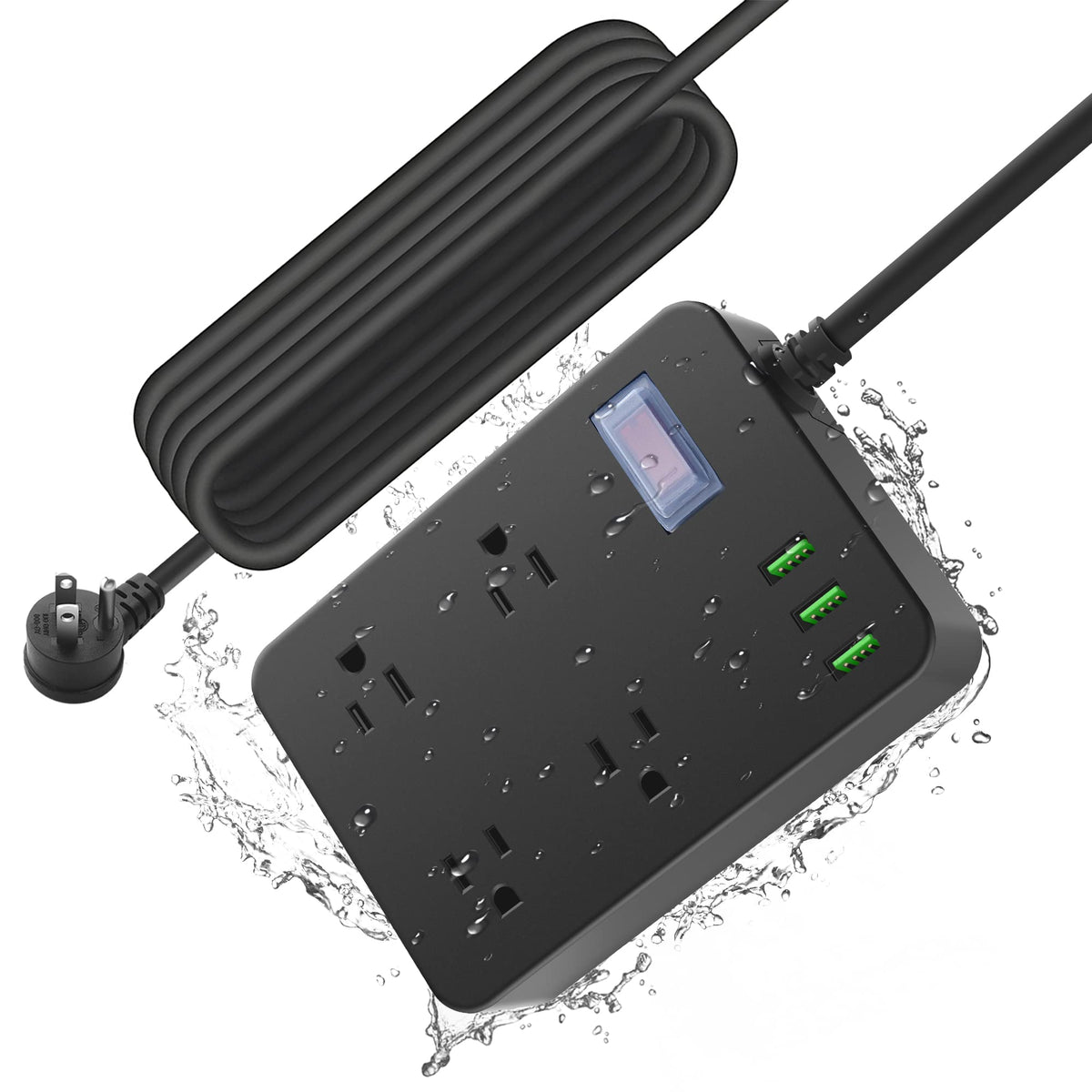 Outdoor Power Strip Weatherproof With Usb,Waterproof Power Strip With 4 Wide Spaced Outlets,1700 Joules Surge Protector,15 Ft Ex