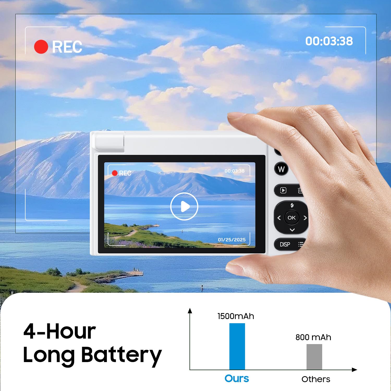 4K Digital Camera, 64Mp Vlogging Camera For Photography With 3'' 180 Flip Screen, 16X Digital Zoom Point And Shoot Camara With 6