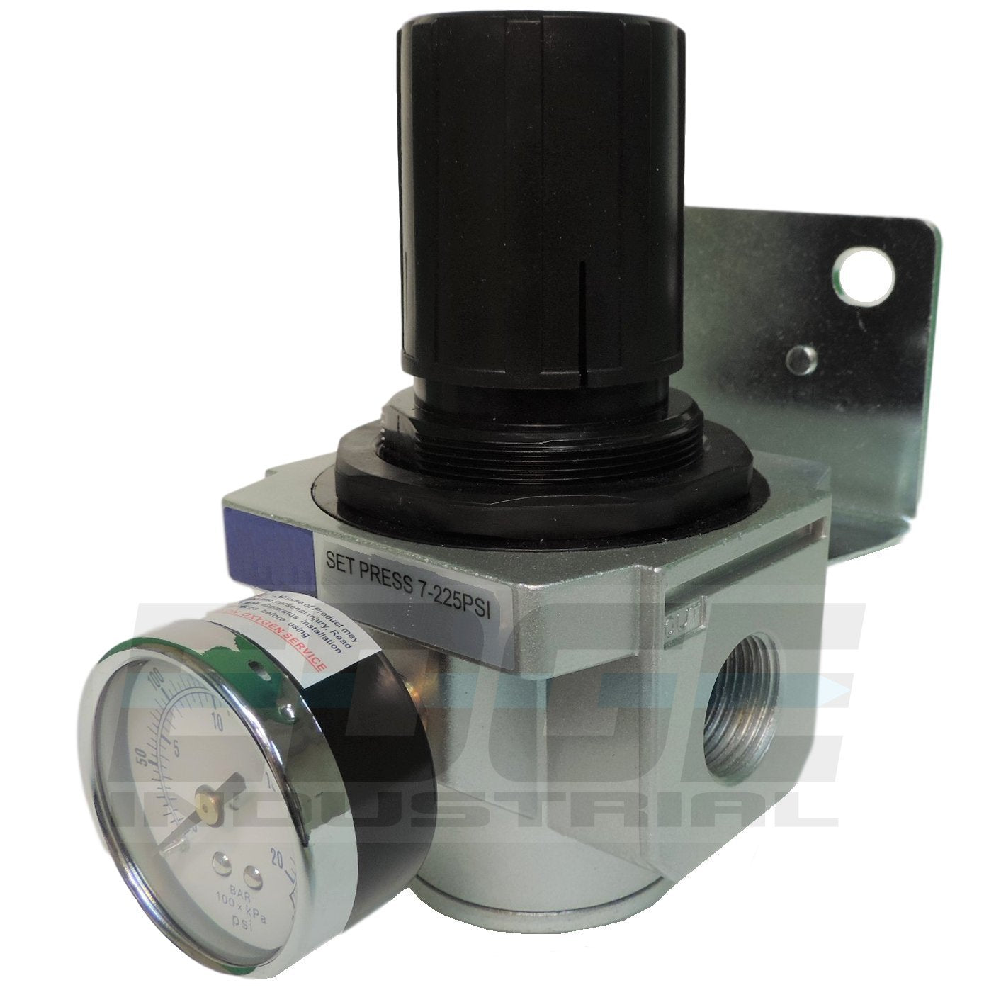 Heavy Duty High Flow 3/4'' In Line Compressed Air Pressure Regulator, 7 To 215 Psi Adjustable, Bracket, Gauge
