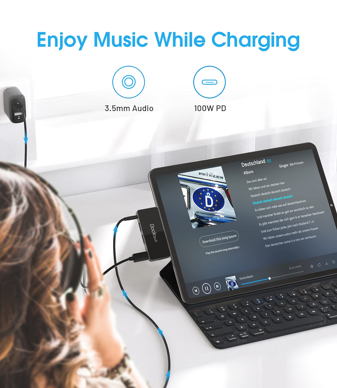 Usb C Hub Adapter For Ipad Pro 2021 2020 2018 11 12.9 / Ipad Air 4 10.9 Ipad Mini6 Dockteck 4 In 1 Ipad Pro Usb C Hub With 100W