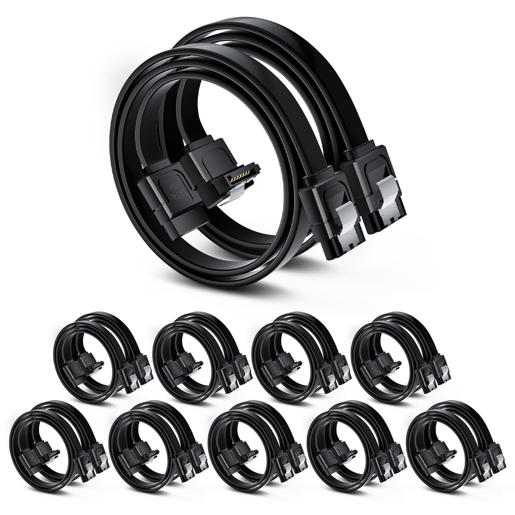 Bolaazul Sata Cable Iii Right Angle & Straight,10 Pack Sata Data Cables 90 Degree + 10 Pack Sata 3 Cable Straight To Straight, 6