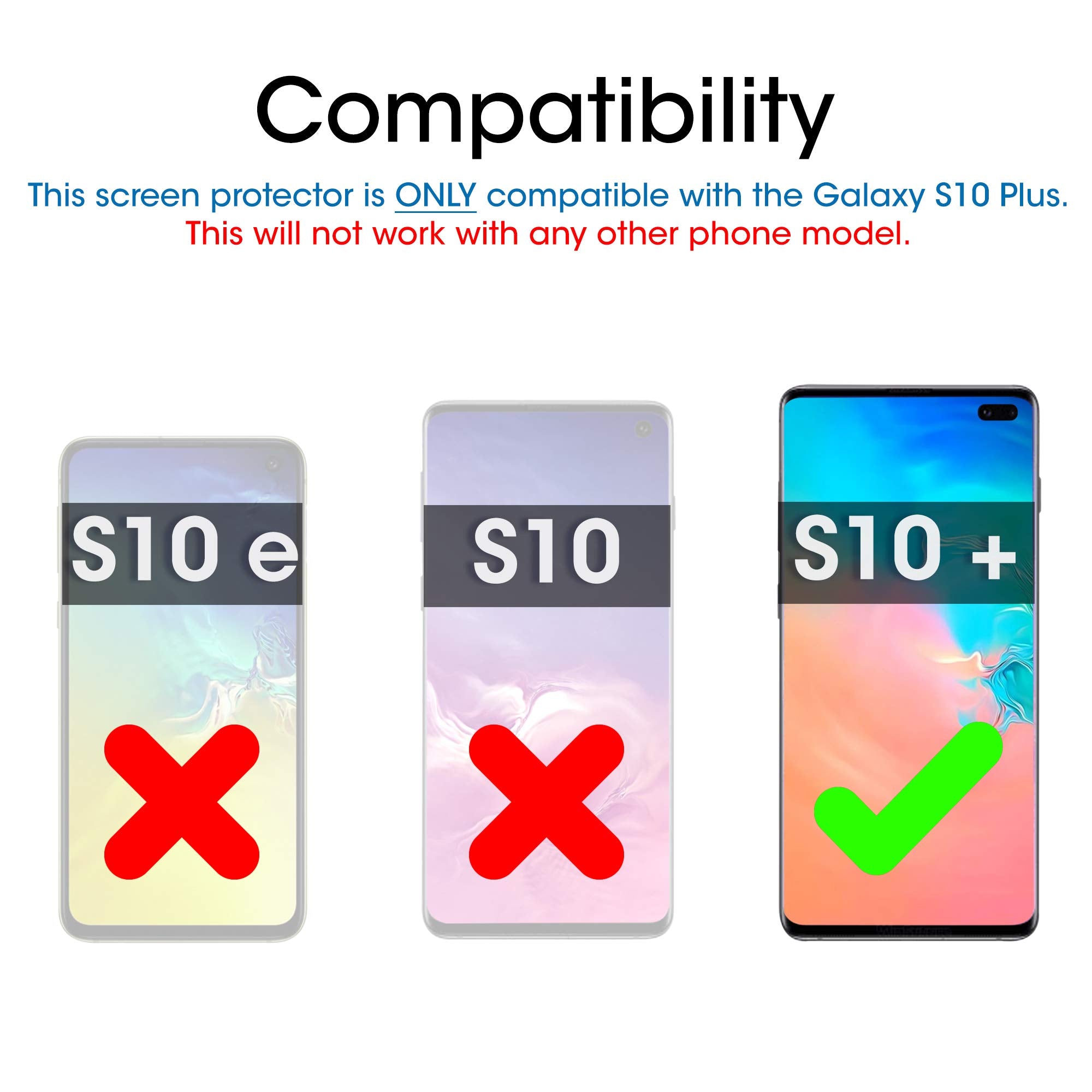 Amfilm Ultra Glass Screen Protector For Galaxy S10 Plus, Tempered Glass, 2 Pack