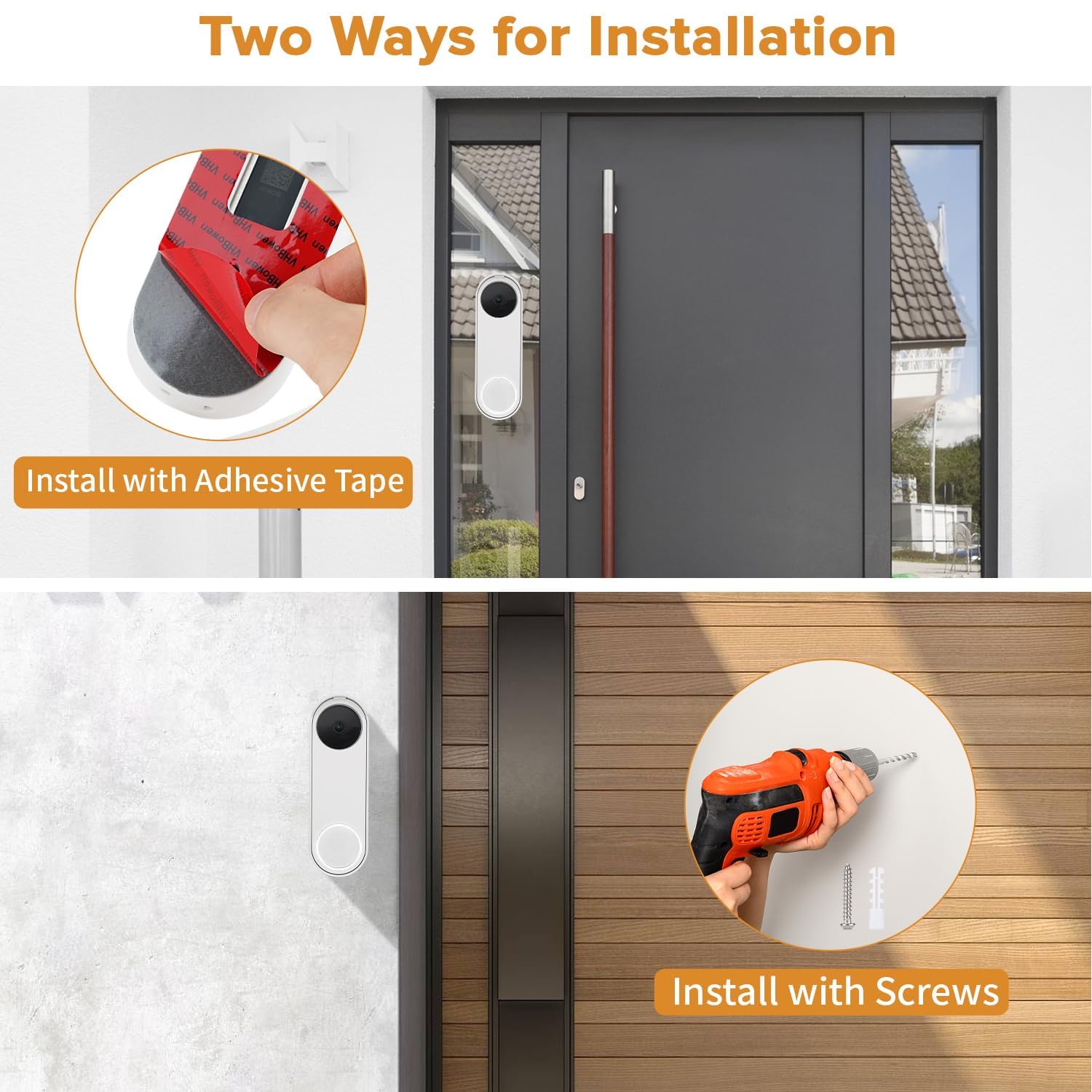 Wochel No Drill Mount For Google Nest Doorbell (Battery), Adhesive Doorbell Mount Bracket, Easy Installation For Nest Doorbell S