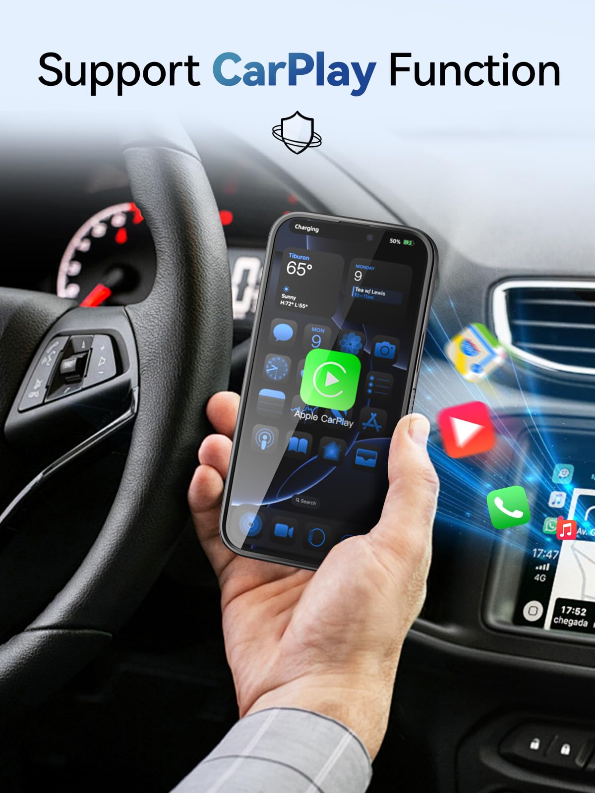 Newdery Battery Case For Iphone 16 5000Mah, Carplay,Wired Headset,Sync-Data Supported, Portable Rechargeable Charger Charging Co