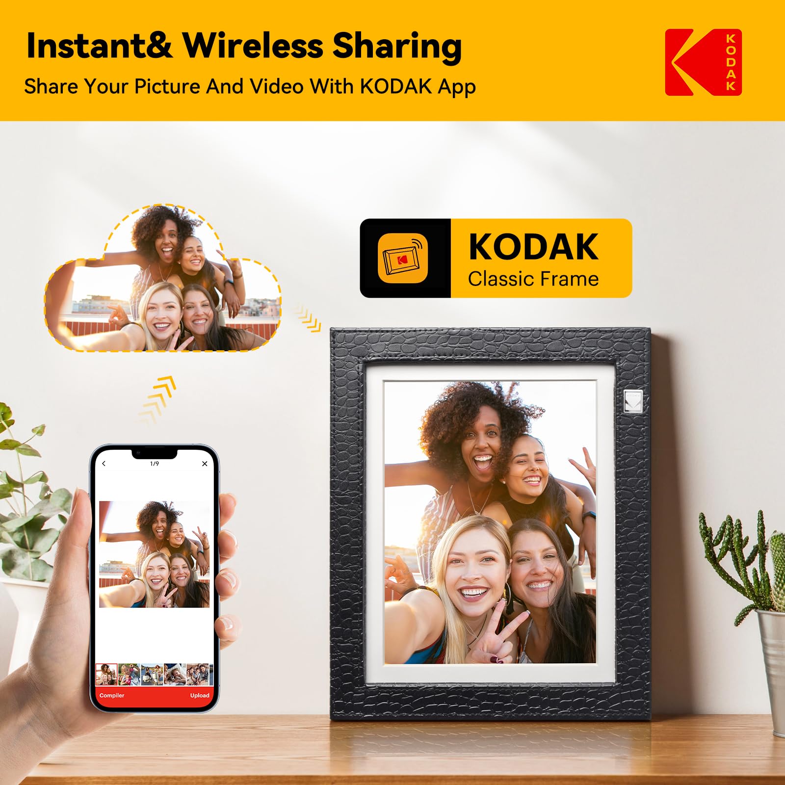 Kodak Digital Photo Frame With Wifi, 9.7 Inch 2048X1536 Ips 2K Touch Screen, 32Gb Storage, Auto Rotate Motion Sensor, Share Phot
