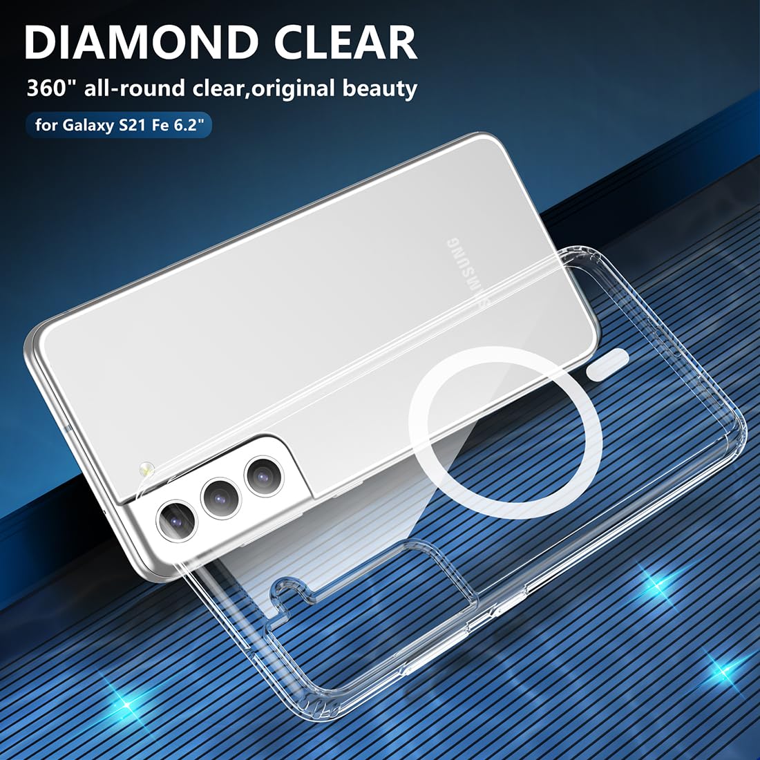 Tianniuke Magnetic Case For Samsung Galaxy S21 Fe, Transparent And Yellow Resistant,Compatible With Magsafe,Slim Fit Shockproof