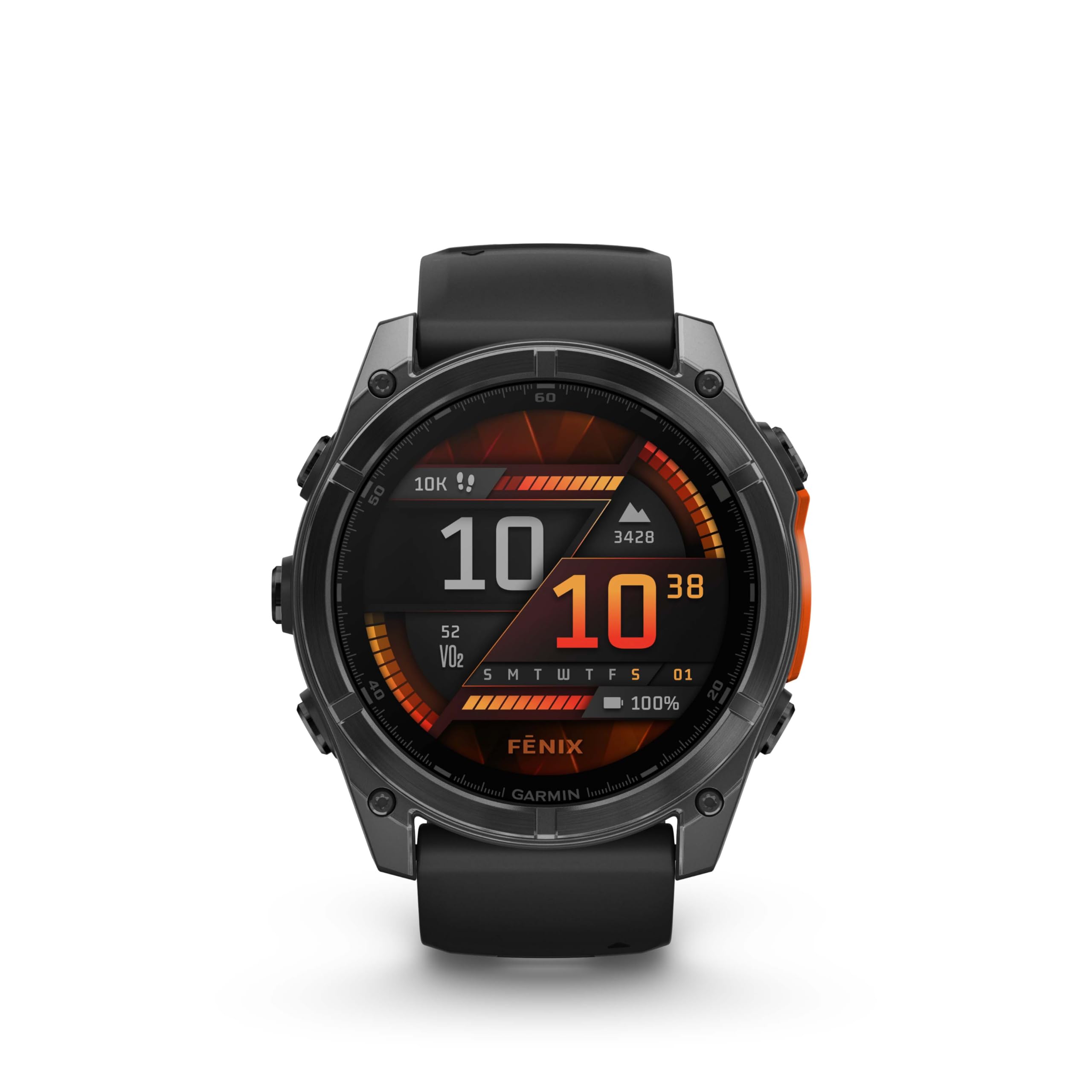 Garmin Fenix 8 51Mm Amoled Premium Multisport Gps Smartwatch Slate Gray With Black Silicone Band, Built-In Led Flashlight, Fitne