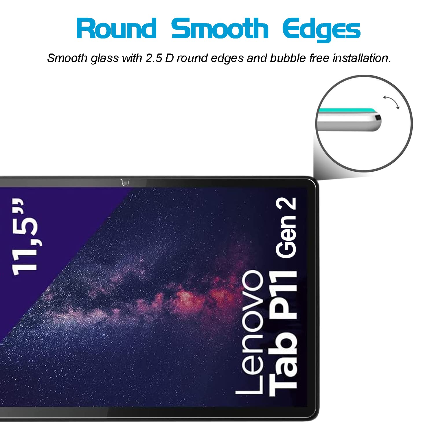 Xunylyee [2 Pack Screen Protector For Lenovo Tab P11 2Nd Gen 11.5 Inch, Easy Installation Tempered Glass For Lenovo Tab P11 2Nd