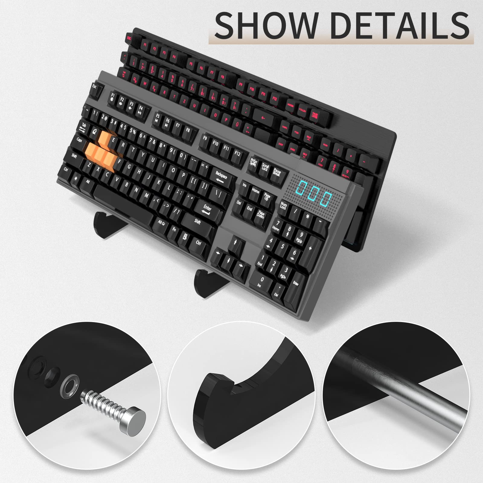 Yimagujrx Runjrx Keyboard Stands 2 Tier, Mechanical Keyboard Acrylic Display Stand, Black Acrylic Keyboard Stand, Holder Stand F