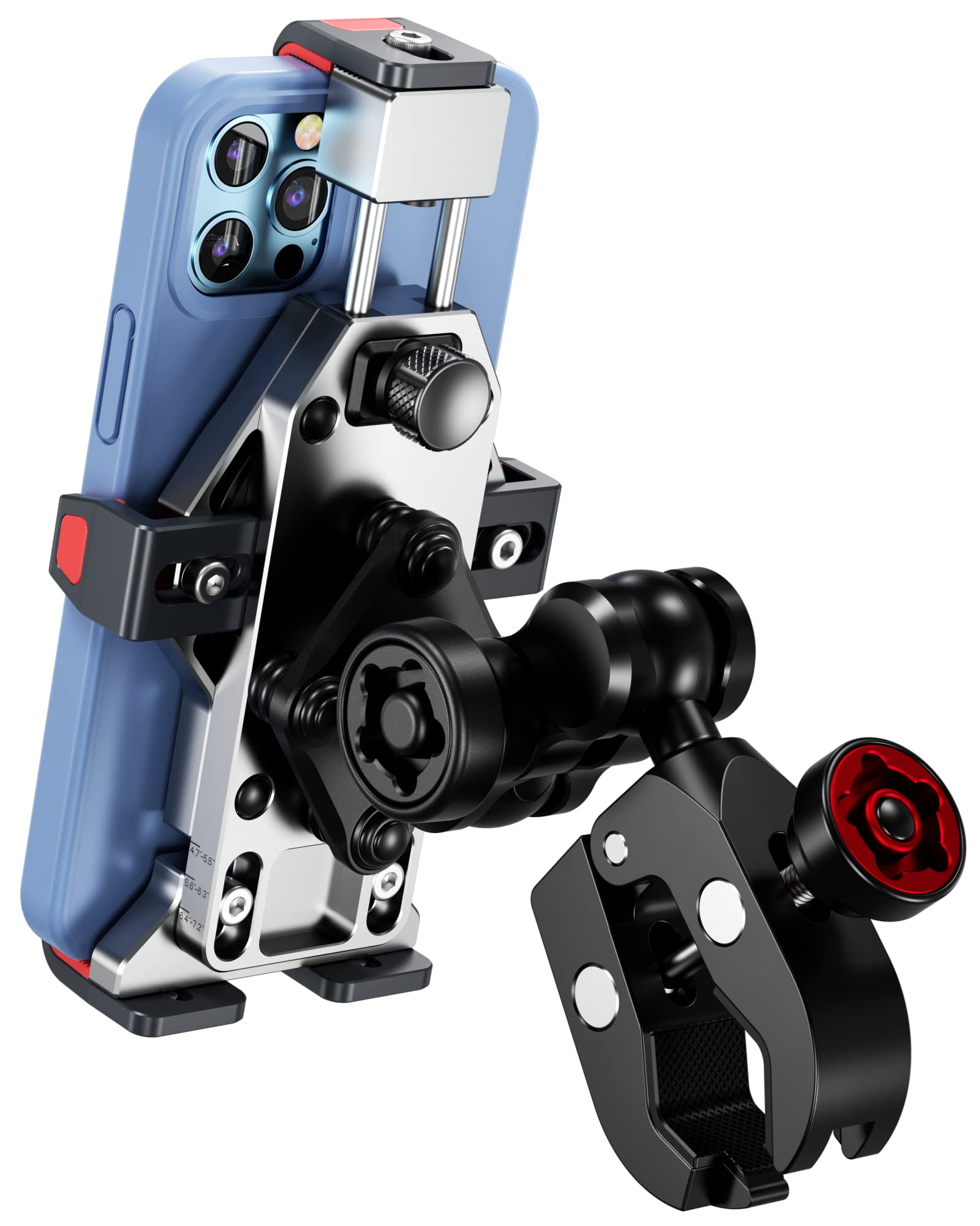 Brcovan Motorcycle Phone Mount With Vibration Dampener, Anti Theft, Adjustable, Aluminum Alloy Handlebar Cell Phone Holder For M