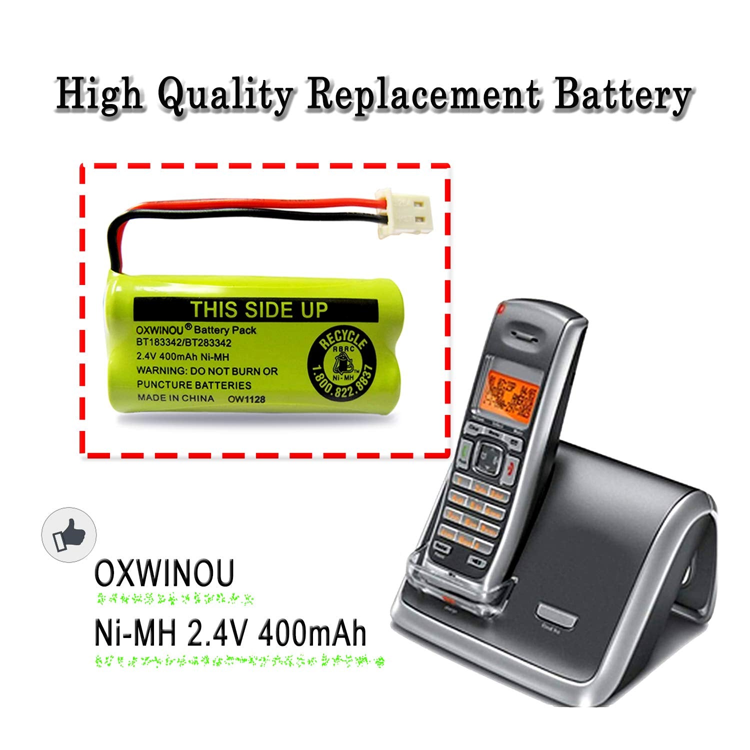 Oxwinou Replacement Battery Bt183342/Bt283342 Bt166342/Bt266342 Bt162342 / Bt262342 Bt166342 Compatible With Cs6114 Cs6419 Cs671