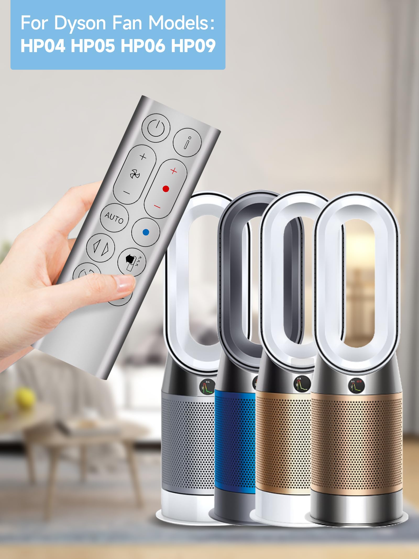 Pzl New Replacement Remote Control For Dyson Hp04 Hp05 Hp06 Hp07 Hp09 Hot + Cool Purifying Fan/Heater   Silver, Without Magnetic