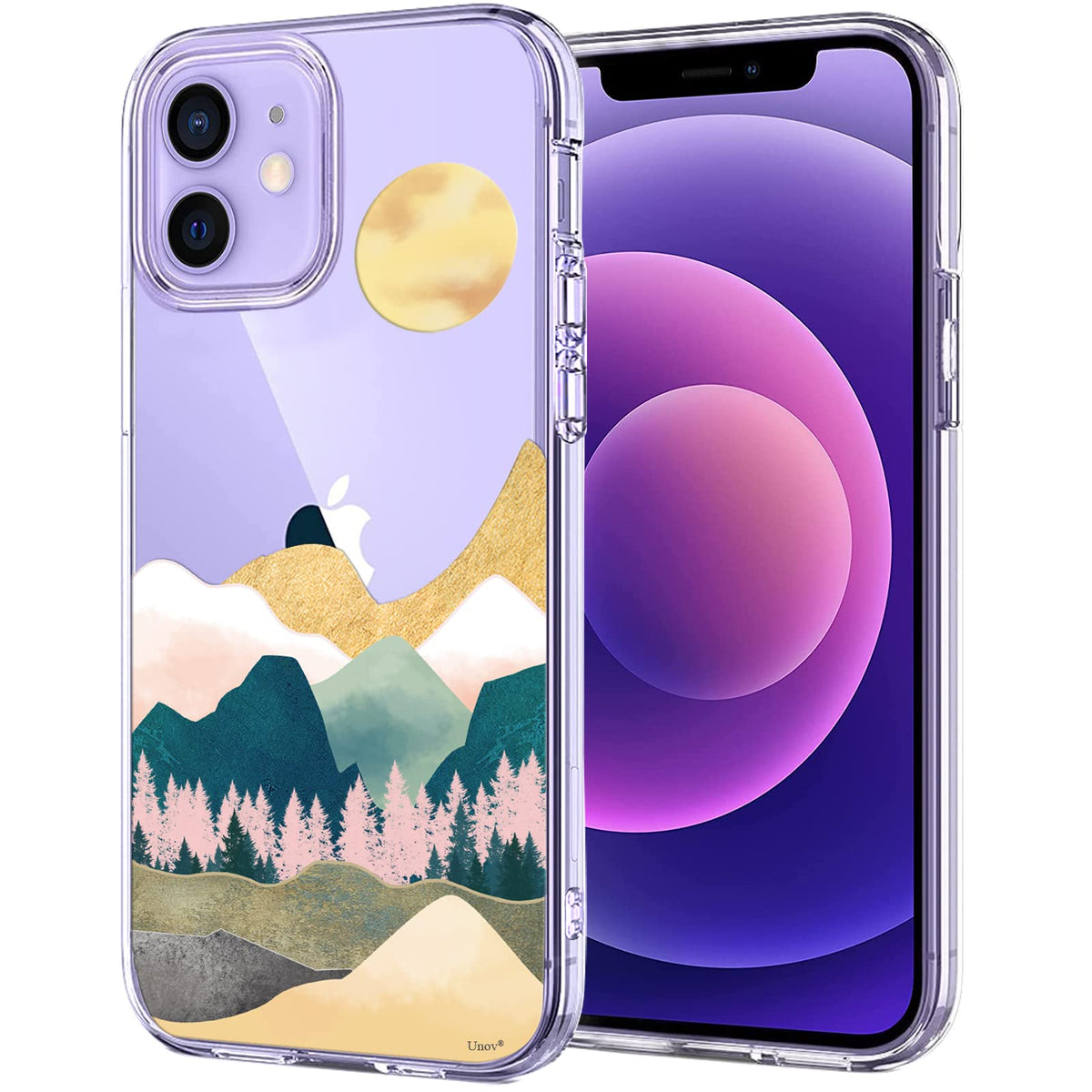 Unov Case Compatible With Iphone 12 Mini Case Clear With Design Slim Protective Soft Tpu Bumper Embossed Pattern 5.4 Inch (Sierr