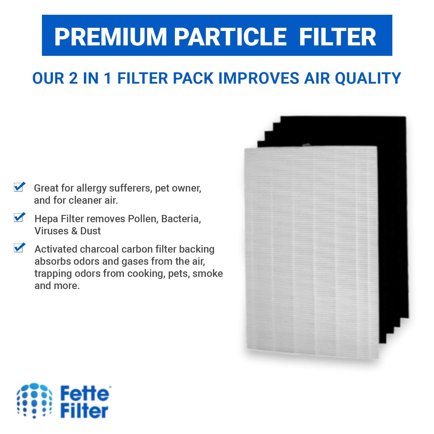 Fette Filter  Premium True Hepa H13 Filter Replacement Compatible With Fellowes Aeramax 190/200/Dx55 Air Cleaner Purifiers Part