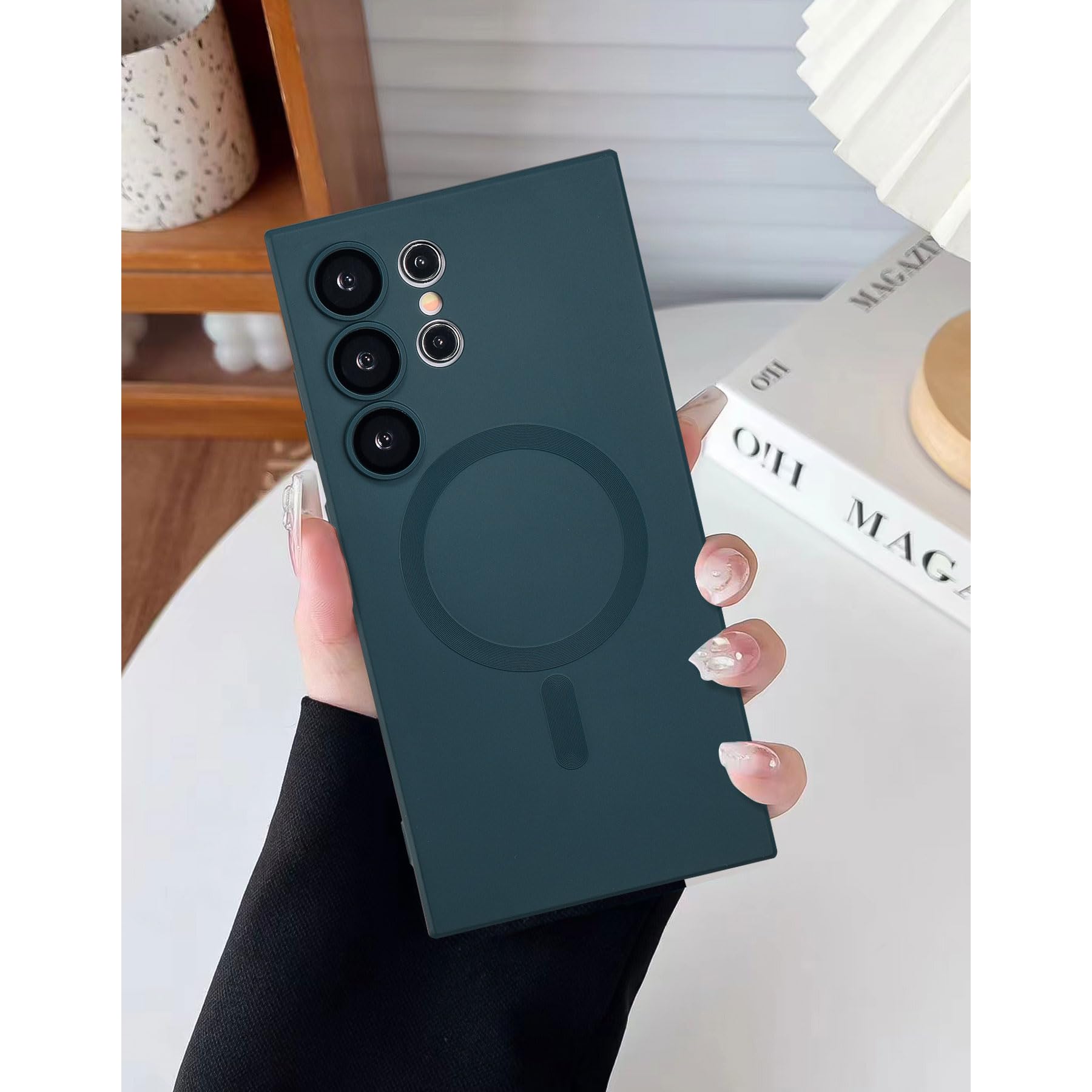 Yetagso Magnetic For Samsung Galaxy S22 Ultra Case,Soft Silicone Samsung Galaxy S22 Ultra Phone Case With Camera Protection,Anti