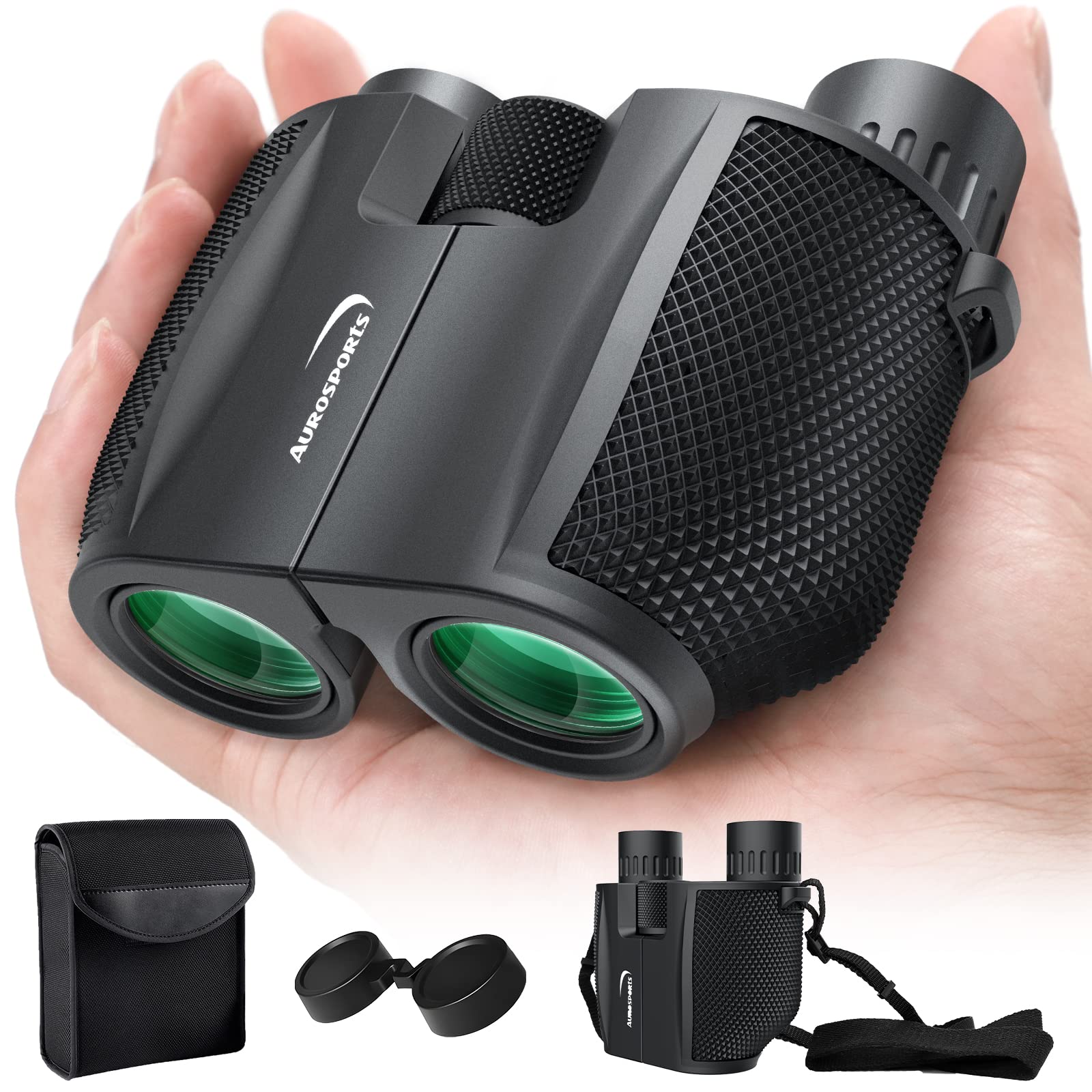Aurosports 10X25 Binoculars For Adults And Kids, Large View Compact Binoculars With Low Light Vision, Easy Focus Small Binoculars For Bird Watching Outdoor Travel Sightseeing Concert Hunting Hiking