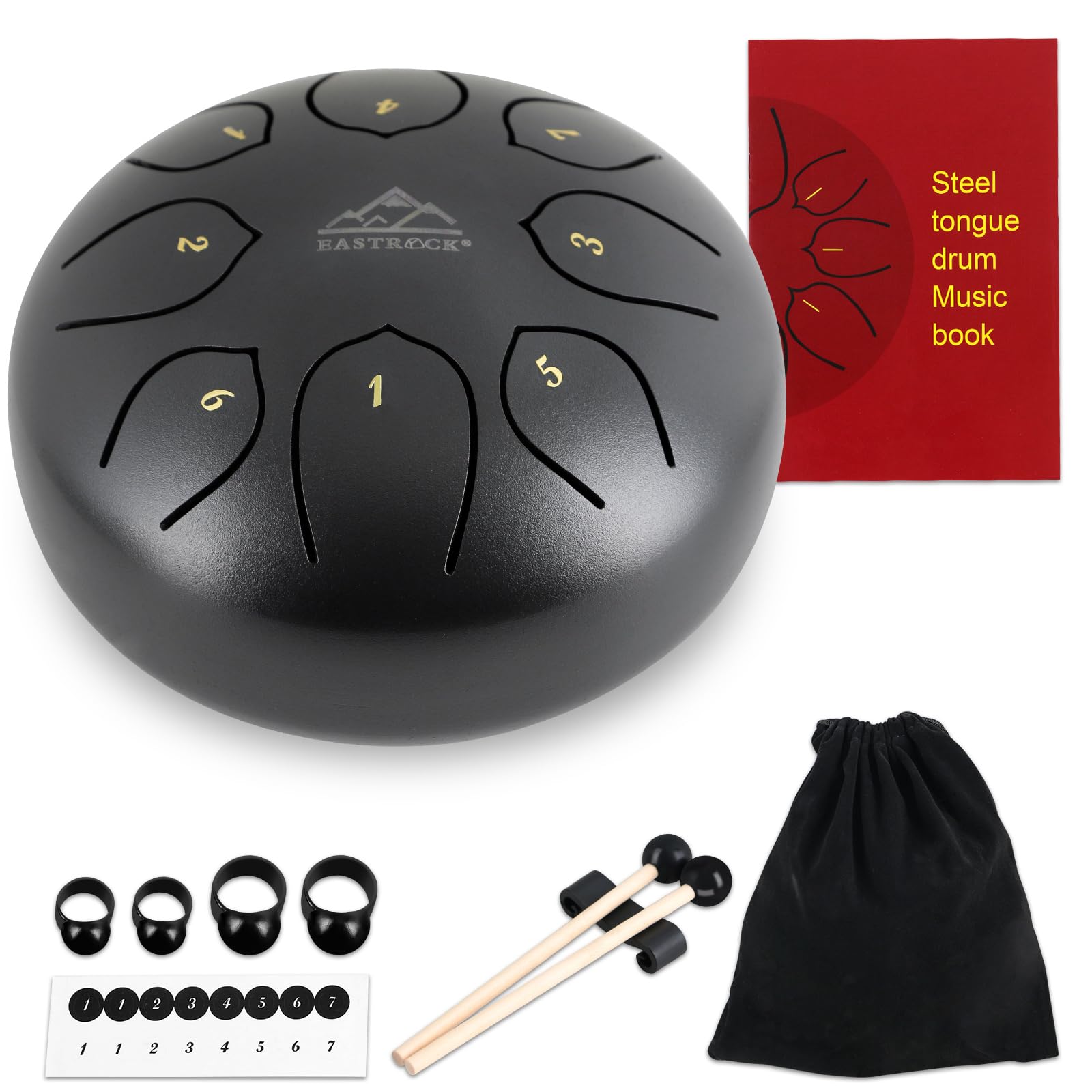 Eastrock Steel Tongue Drum For Kids 6 Inches 8 Notes Percussion Instrument Handpan Drum C Key With Travel Bag,For Meditation Ent
