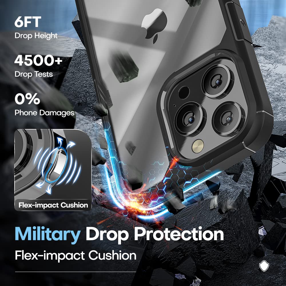 Tauri 3 In 1 For Iphone 13 Pro Max Case Black, [Military Grade Drop Protection] Slim Shockproof Phone Lanyard Case 6.7 Inch