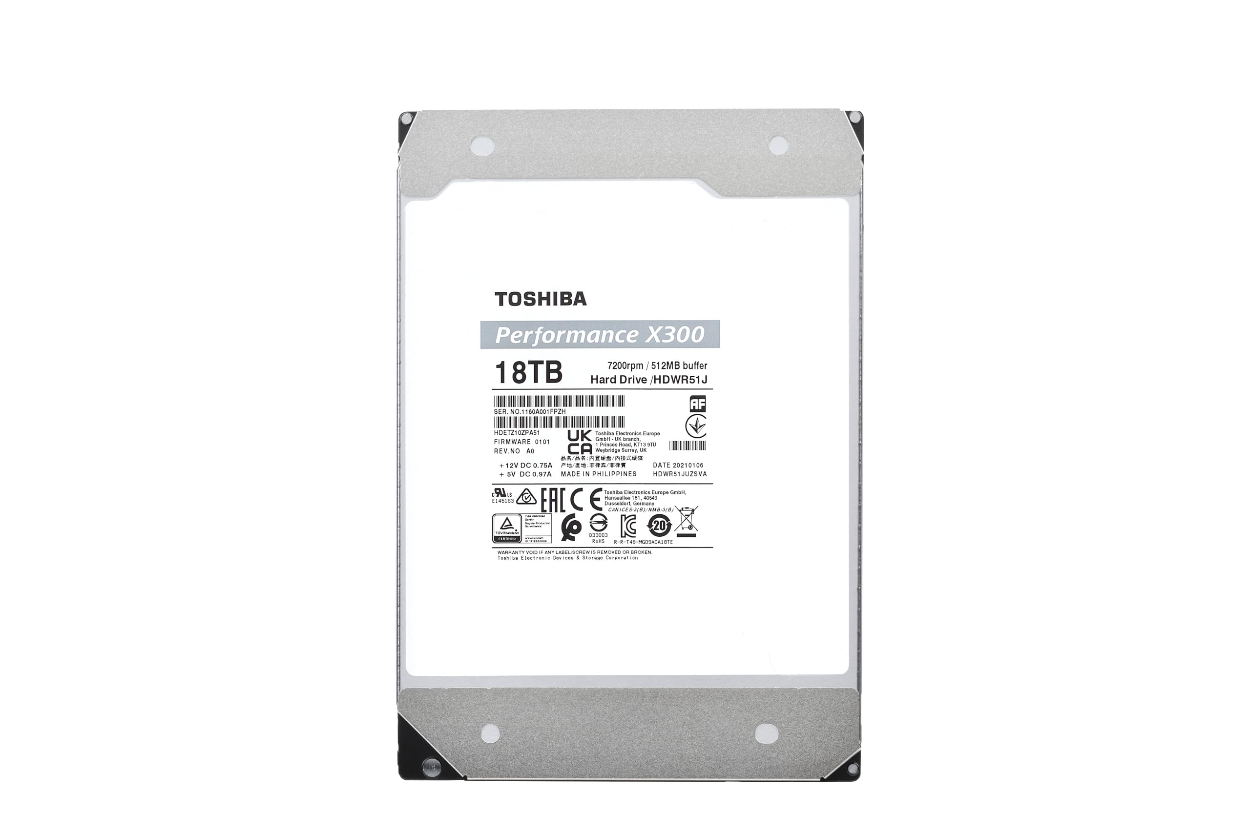 Toshiba X300 18Tb Performance & Gaming 3.5 Inch Internal Hard Drive   Cmr Sata 6 Gb/S 7200 Rpm 512 Mb Cache   Hdwr51Jxzsta