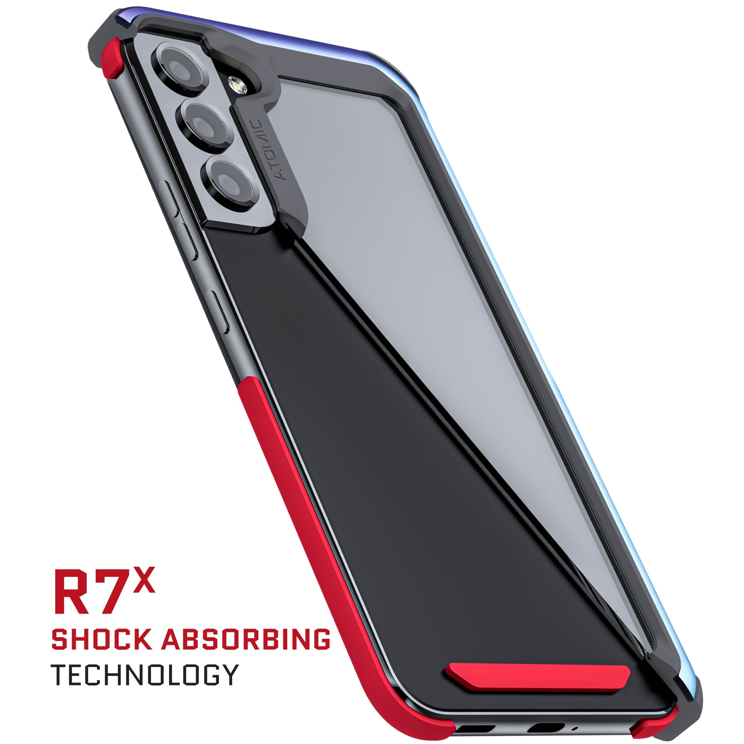 Ghostek Atomic Slim S22+ 5G Phone Case With Clear Back And Iridescent Aluminum Bumper Military Grade Shockproof Protective Phone