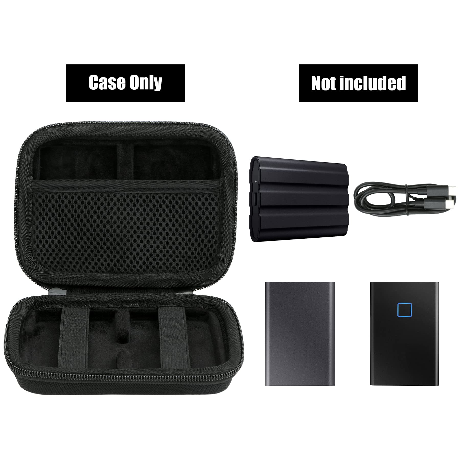 Aenllosi Hard Travel Case Replacement For Samsung T9/T7/T7 Touch/T7 Shield Portable Ssd,Black.(Only Case)