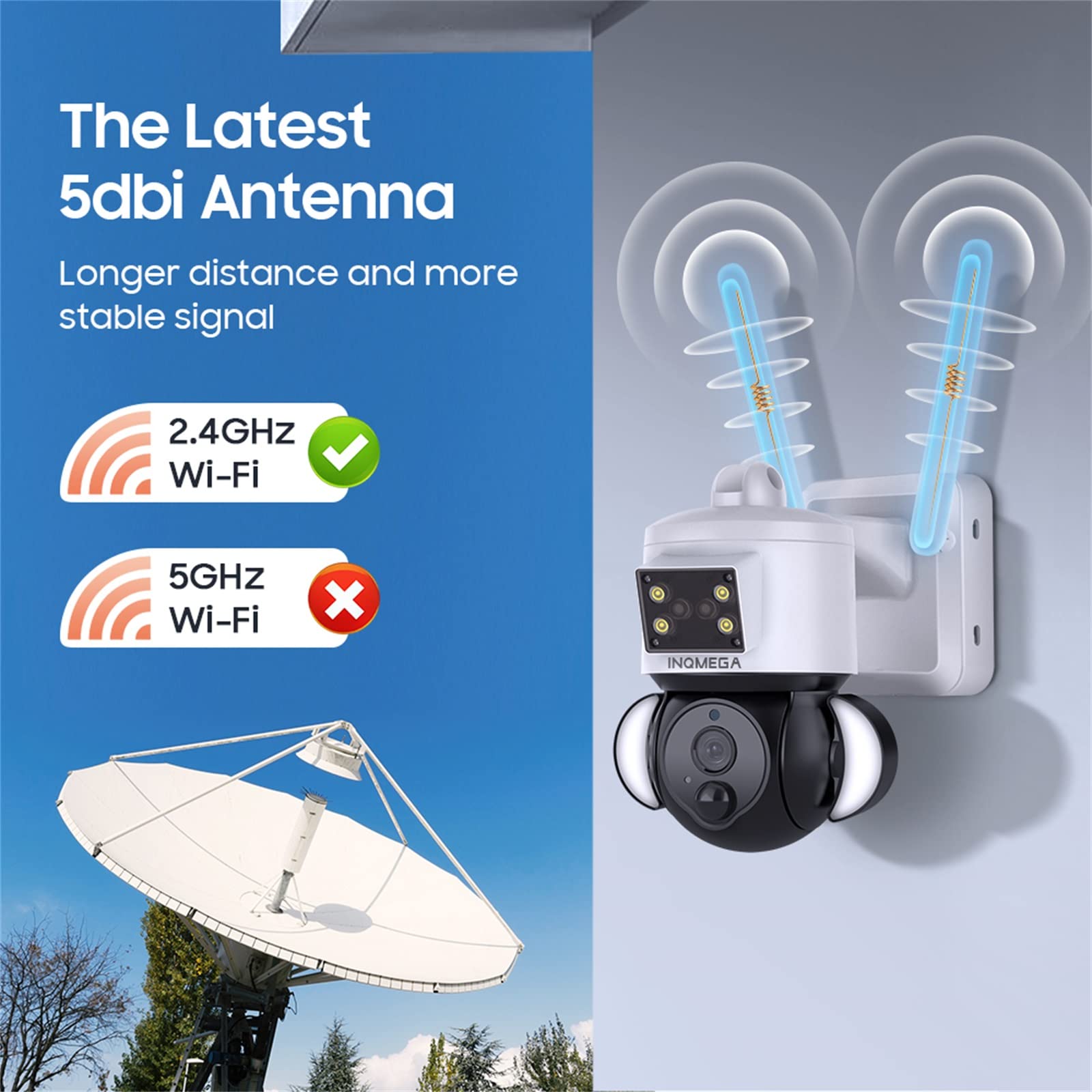 Inqmega Solar Security Cameras Tuya Smart,3Mp Fhd Wifi 360 View 15000Mah Solar Powered Cameras For Home,Pir Motion Sensor Flood