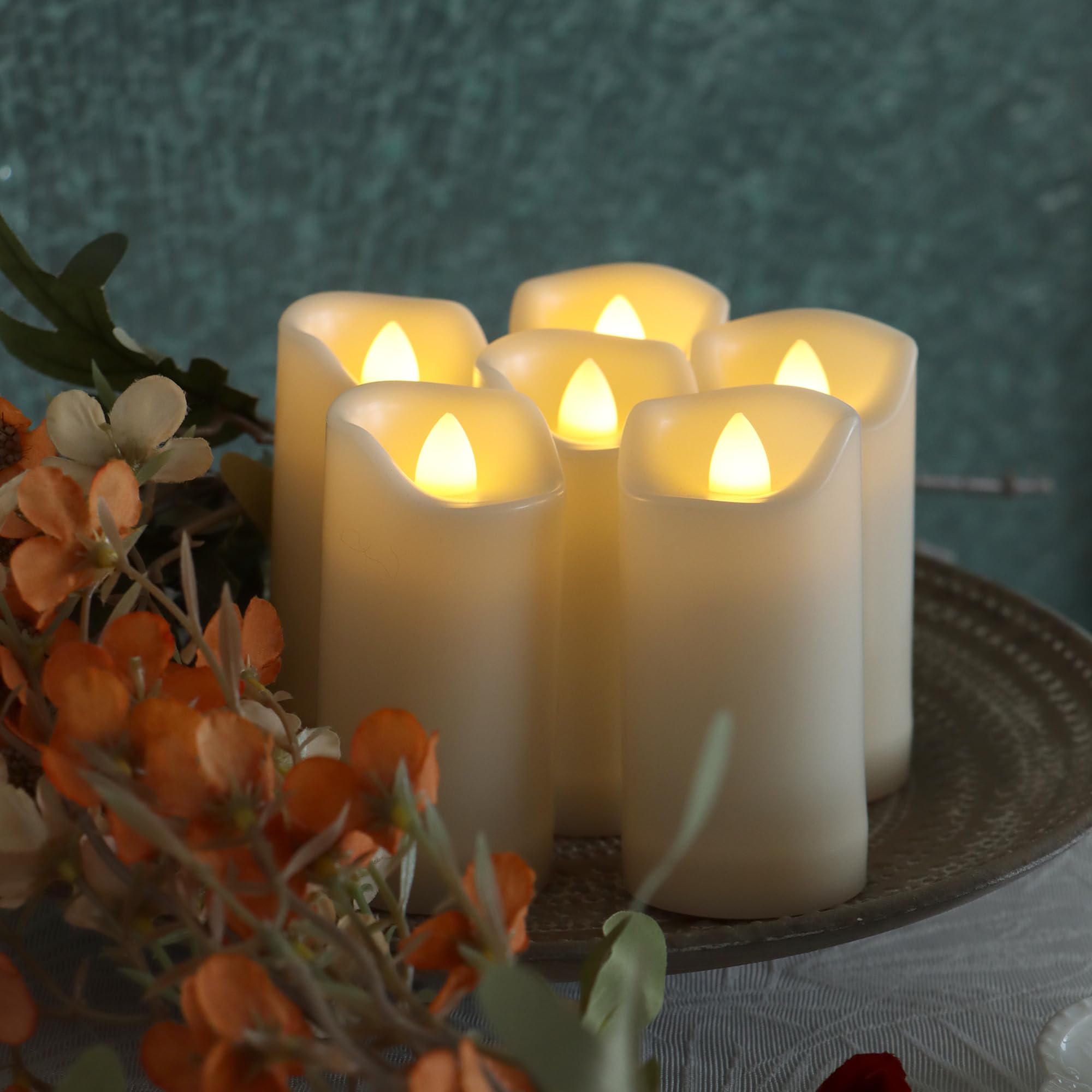 6 Pack Led Battery Operated Candles 2''X4'' Plastic Flickering Flameless Candles With Timer Outdoor Waterproof Wedding Party Hal