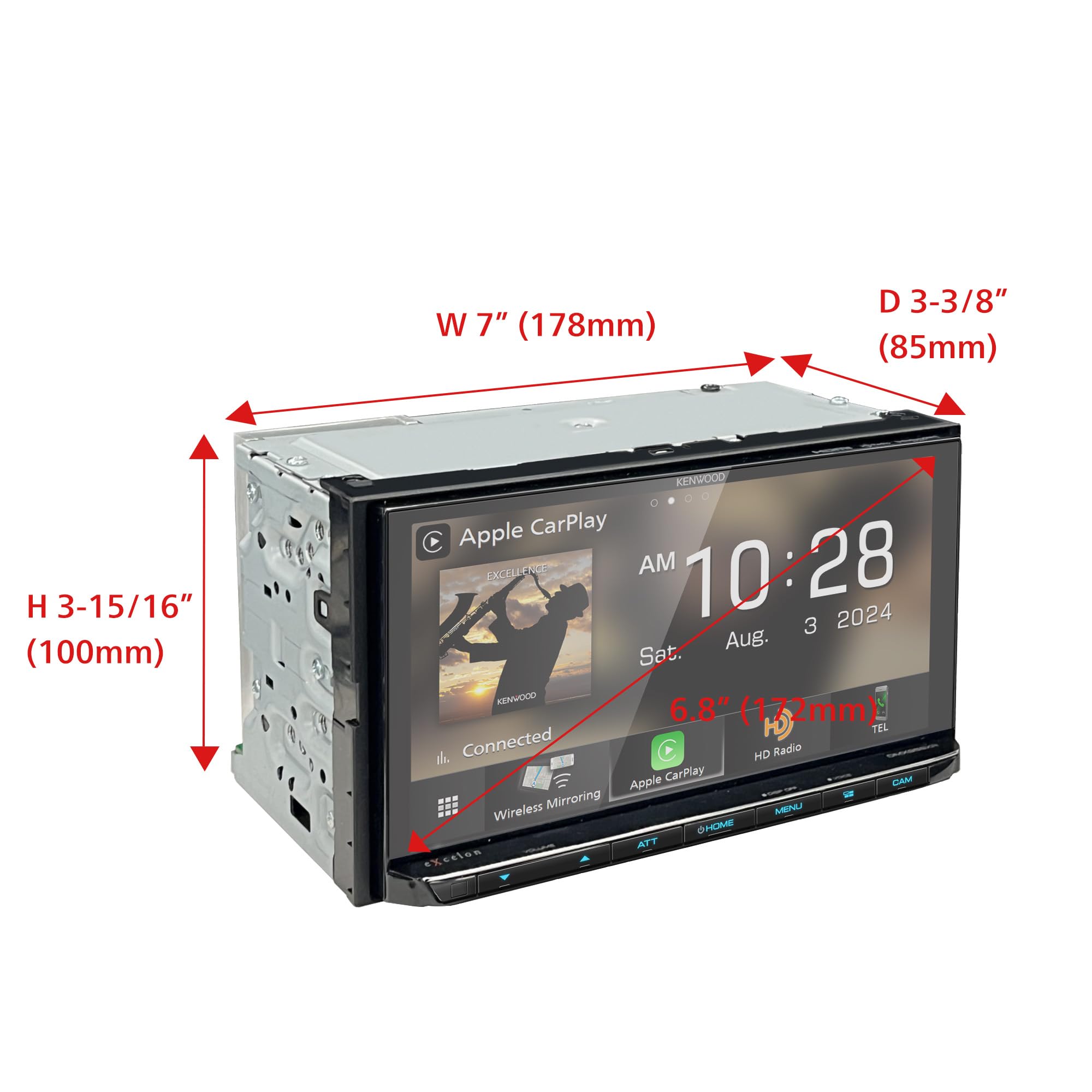 Kenwood Dmx958Xr Excelon Reference 6.8'' Full Hd Capacitive Touchscreen Car Stereo Receiver, Wireless Apple Carplay/Android Auto