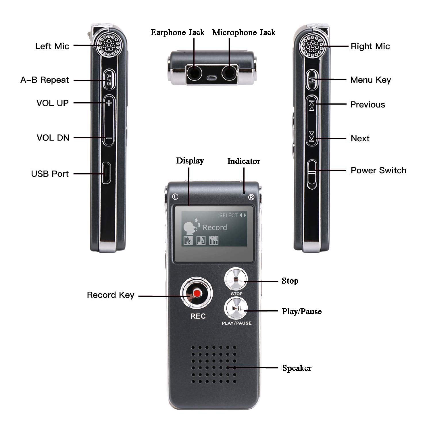 Digital Voice Recorder,Kerlitar K R01 Voice Activated Recorder For Pc Small Tape Recorders For Lectures/Meetings/Interviews