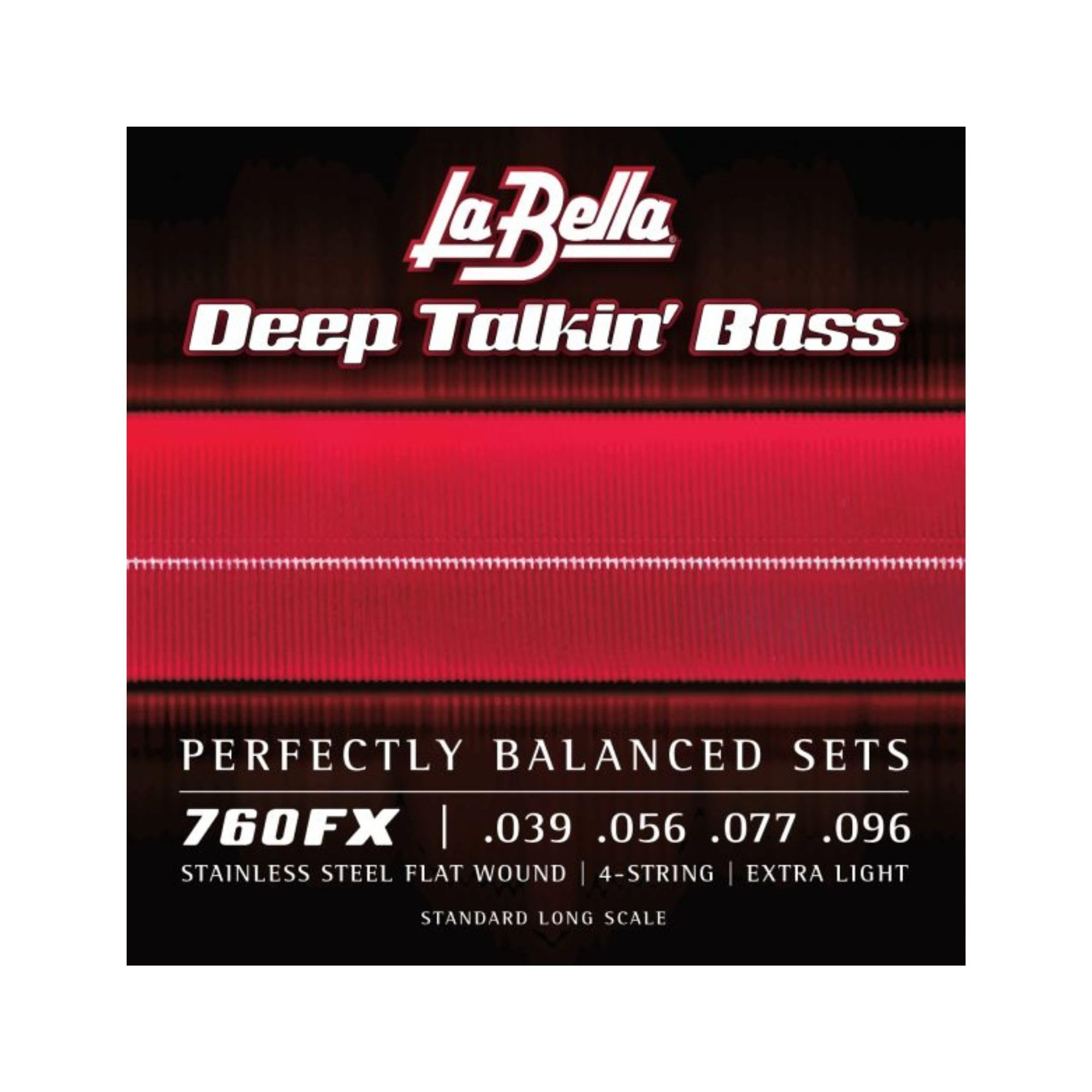 La Bella 760FX Deep Talkin Stainless Steel Flat Wound, Extra Light, Standard Long Scale, Bass Guitar String 39-96