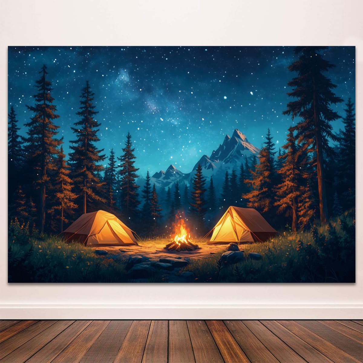 10X8Ft Forest Scene Camping Backdrop, Camping Photography Background For Children Adults, Happy Camping Party Banner Decorations