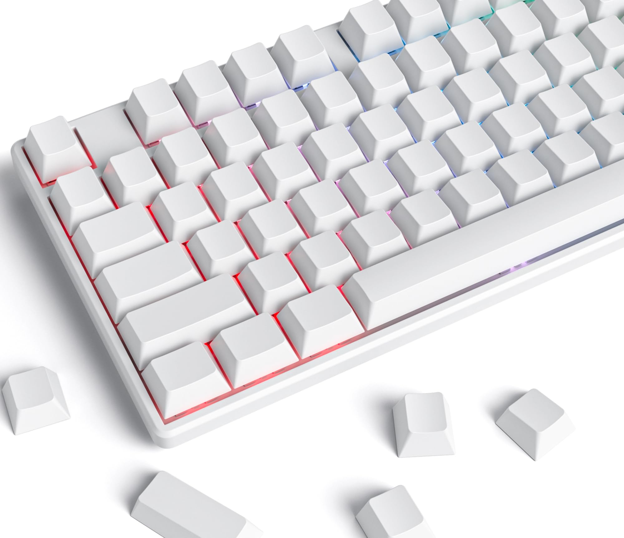 Fogruaden Blank Keycaps, Thick Pbt White Keycaps, Cherry Profile, Minimalist White Keycaps, 128 Keycaps Set, Custom Keycaps For