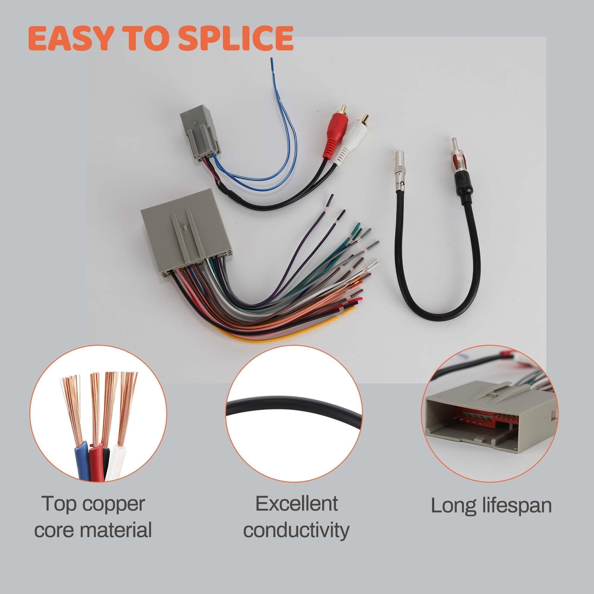 Nuith Car Radio Stereo Wire Harness Connector Antenna Adapter For Ford 2006 2012, Lincoln 2006 2010, Mercury 2006 2009 Fit Oem R