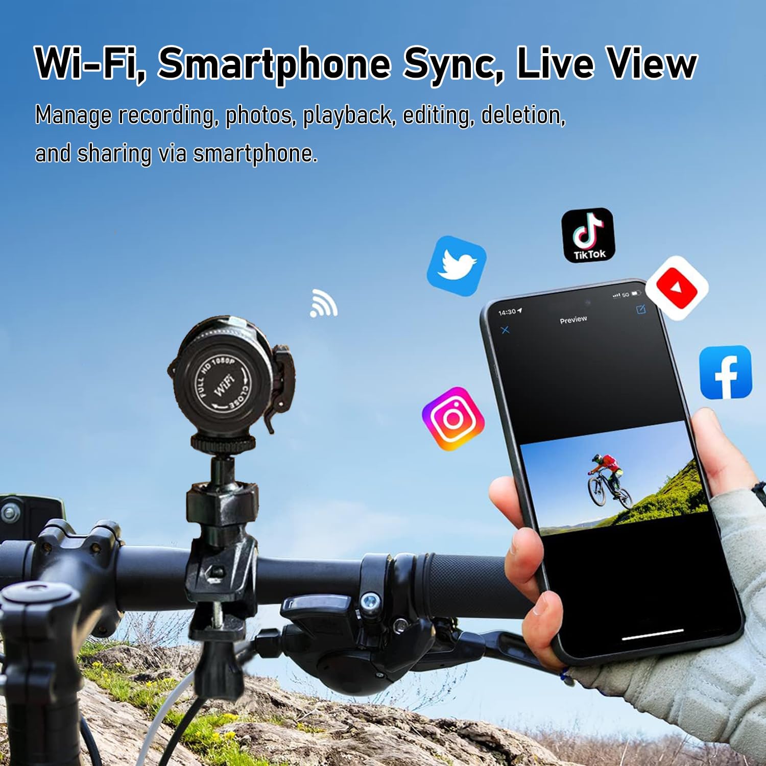 Bayehngs Wifi Helmet Camera, Hd 1080P Bike Motorcycle Helmet Camera, Ip66 Waterproof Action Camera For Cars, Bicycle, Motorbike