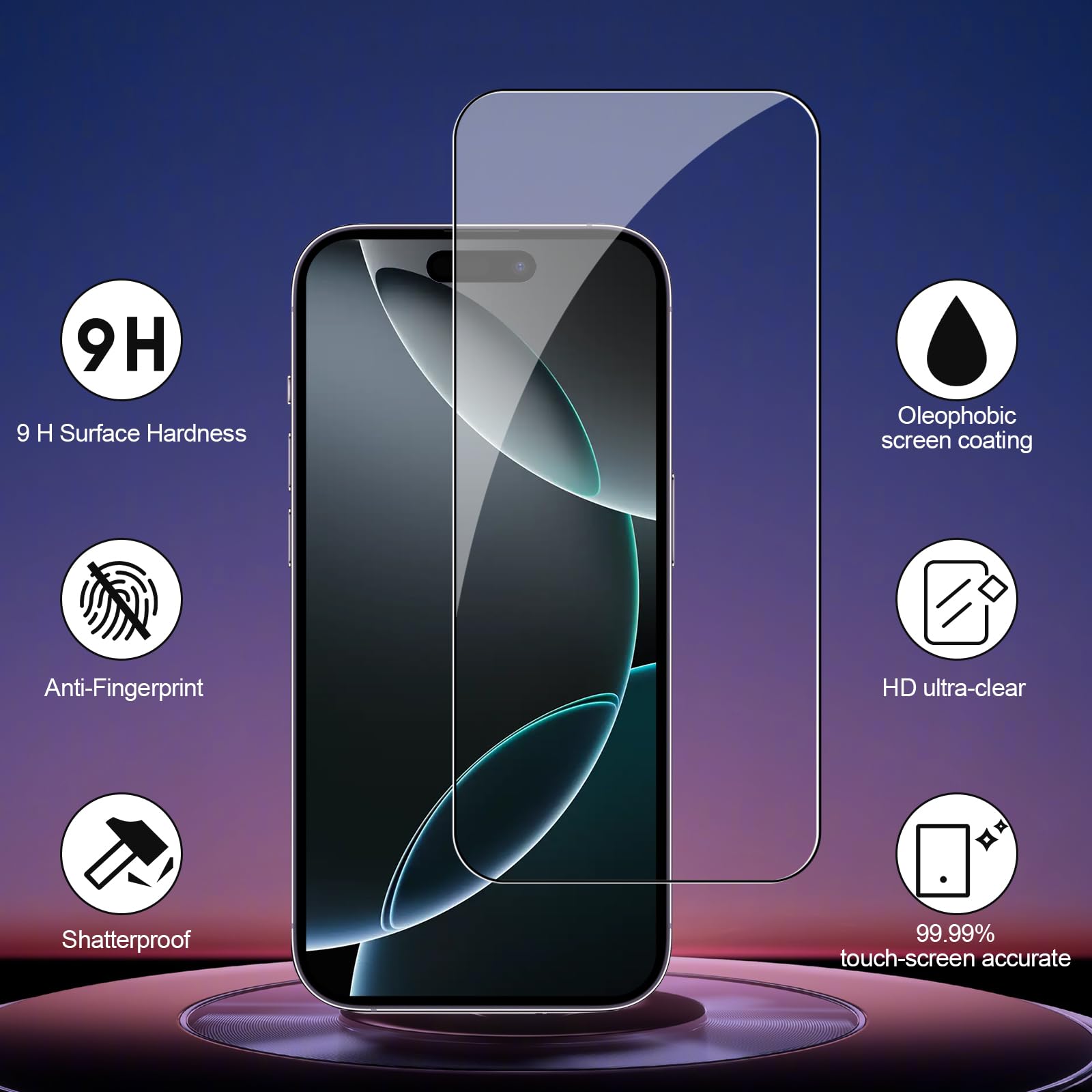 Avoar [3+3 Pack Glass Screen Protector For Iphone 16 Pro With Camera Lens Protector, 6.3 Inch Hd Clear Tempered Glass Film For I