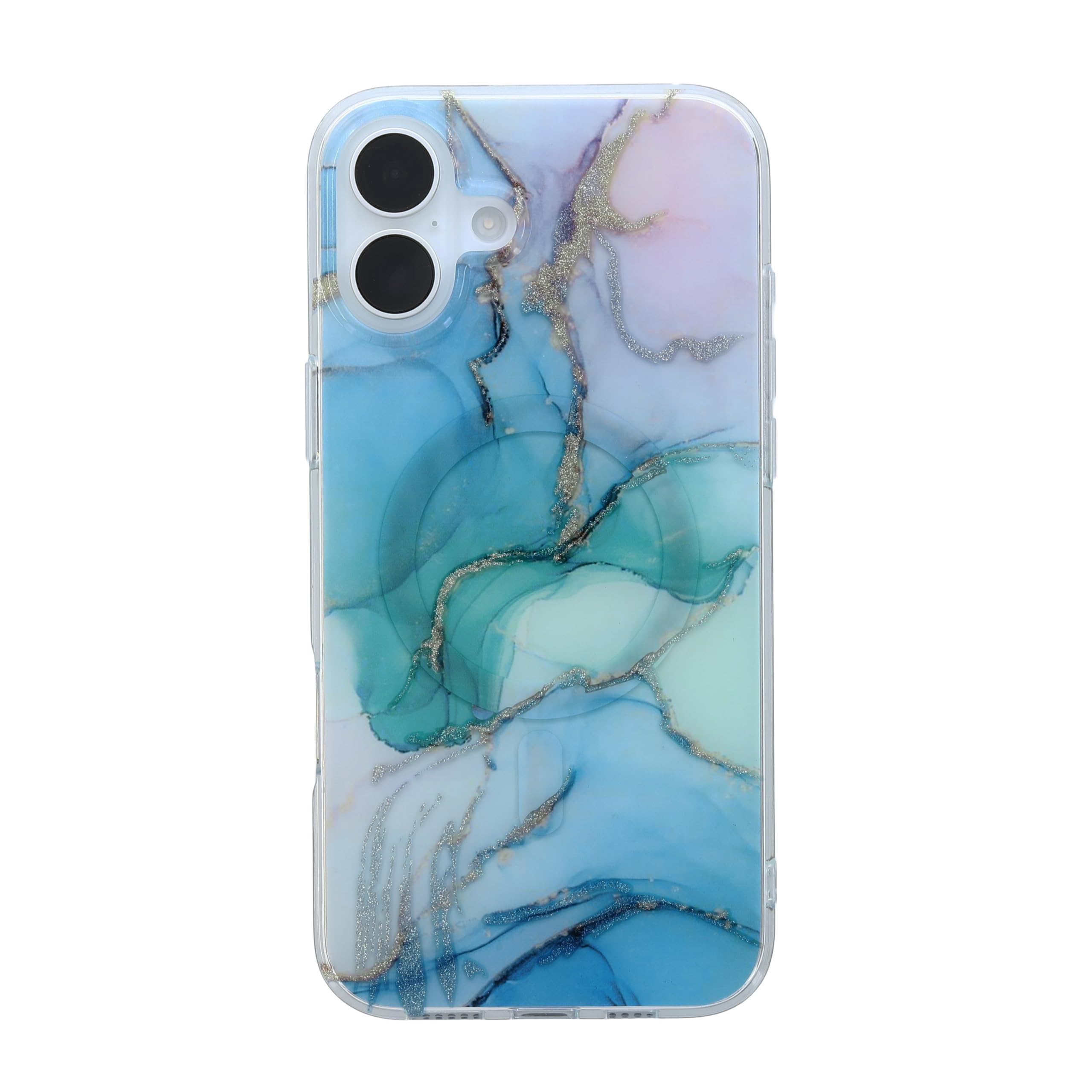 Katti Case for iPhone 16 Plus Phone Case - Blue/Teal Marble - Ultra-Slim, Shockproof, Camera Bumper, Glossy iPhone Case