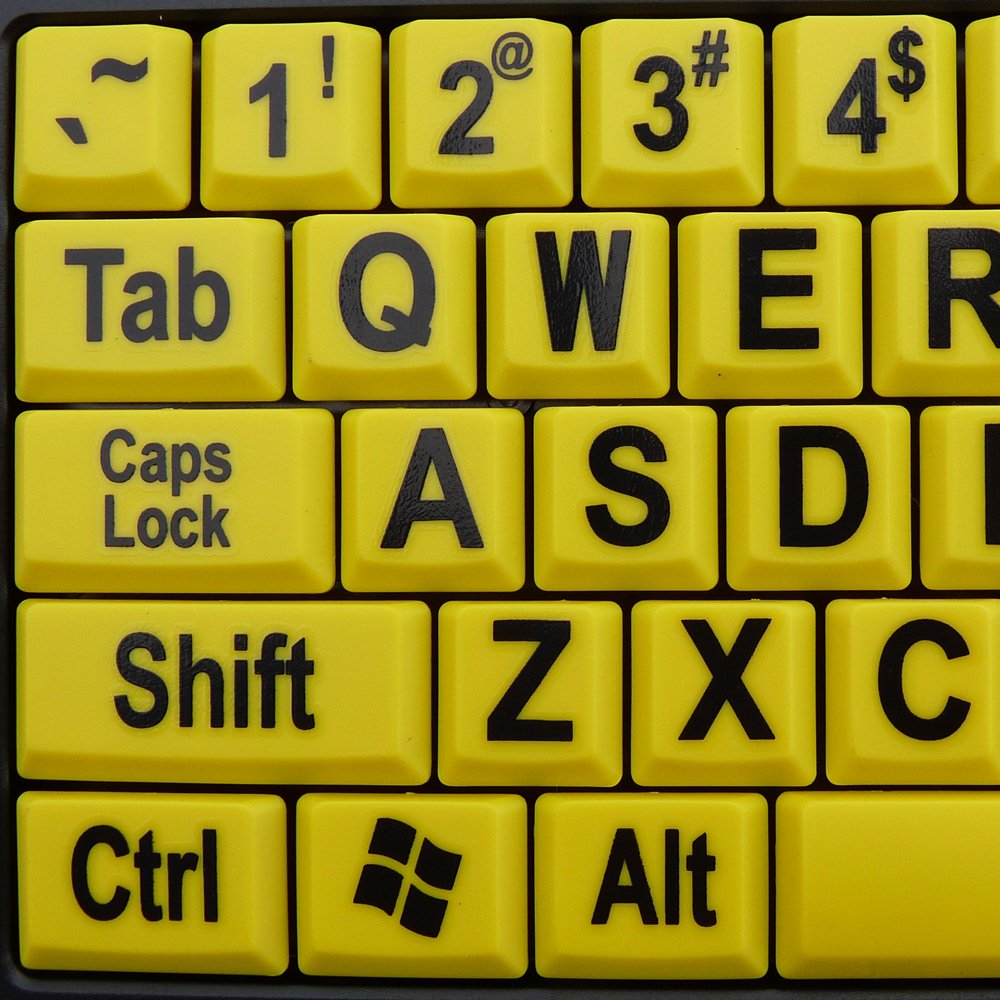 Large Print Yellow Keys Usb Keyboard For Low Vision By Dsi
