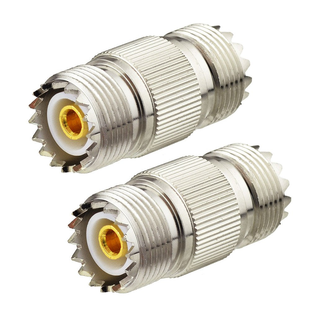 wlaniot SO239 Coupler SO-239 Coax Connector Adapter UHF Female to Female SO239 Barrel Connector Ham Radio Coax Connectors 2pcs