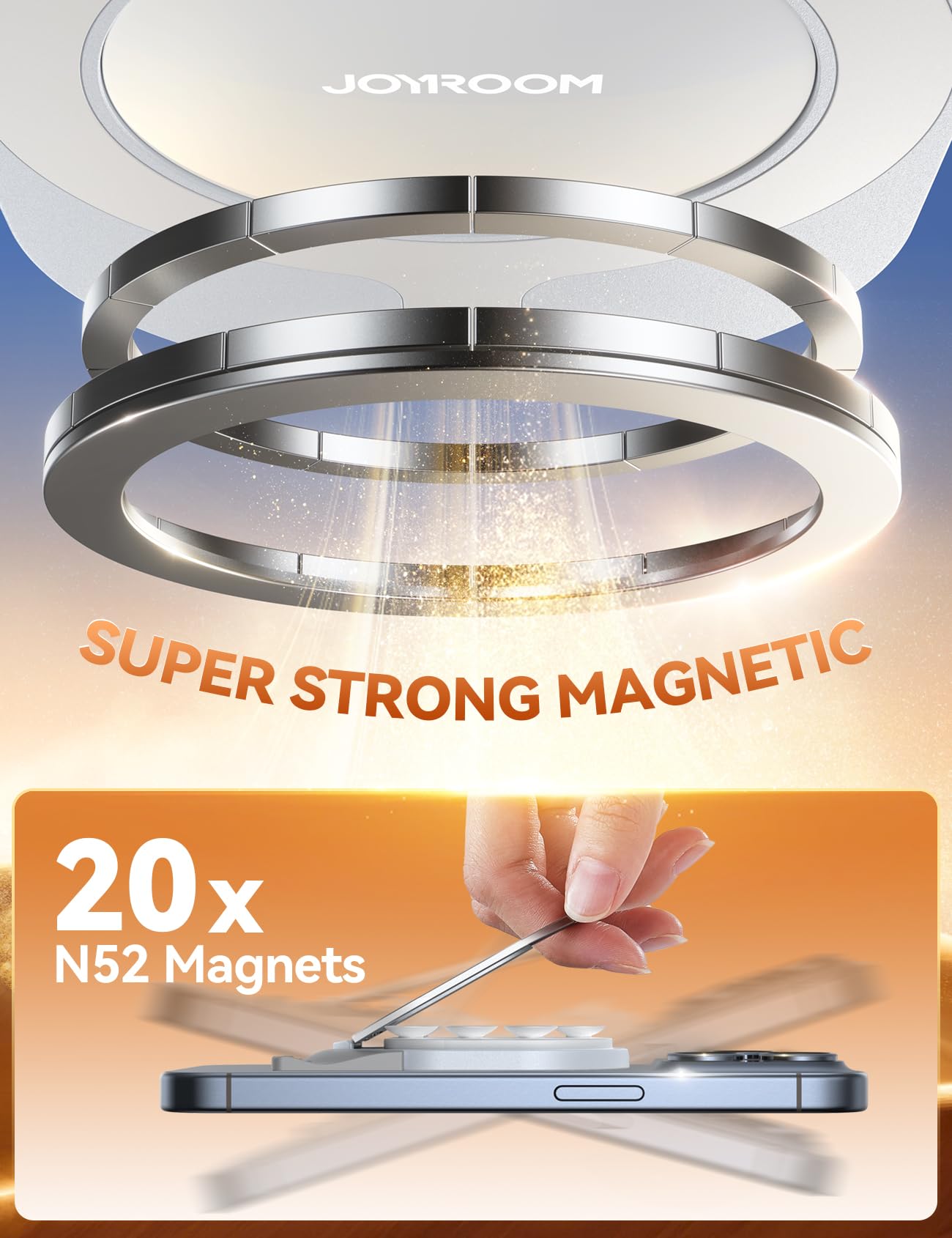 Joyroom Suction Cup Phone Mount, Magsafe Phone Grip With Pull Ring, Phone Suction Grip For Iphone Samsung Android, Cell Phone Gr