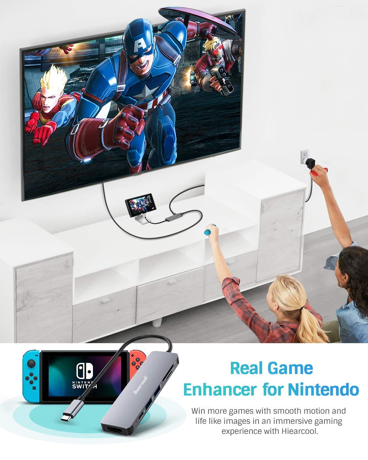 Hiearcool Usb C Hub, Adapter Usb C Dongle For Macbook Pro, 7 In 1 Usb C To Hdmi Multport Adapter Compatible For Usb C Laptops An