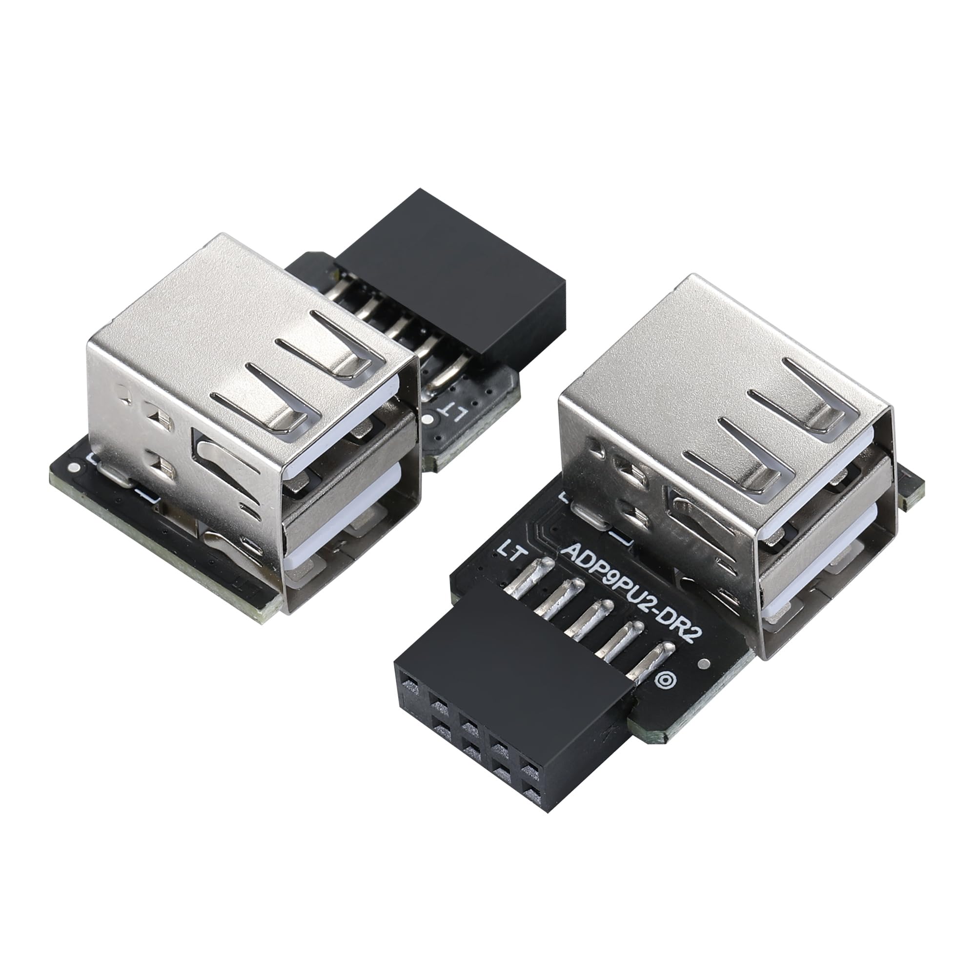 Mzhou Dual 2 Port Usb Motherboard Dual Usb 2.0 9Pin Female Adapter Converter Dual Layer Type For Pc(Left/Right Type)