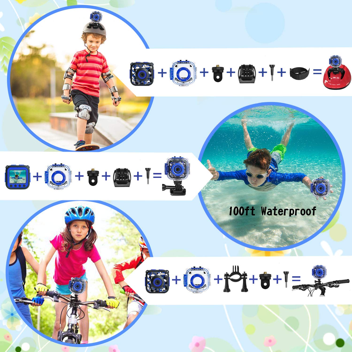 Prograce Kids Waterproof Camera For Boy Toys   Gifts For Boy Waterproof Digital Camera Underwater Video Camera For Kids Age 3 14 Year Old Birthday Presents With 32Gb Card