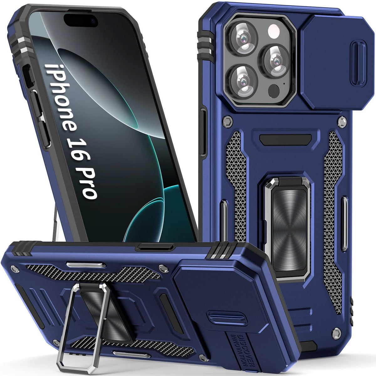 Sefing Case For 16 Pro Iphone Phone Case Iphone 16 Pro Case With Kickstand Ring Holder, With Camera Cover, With Magnet Car Mount